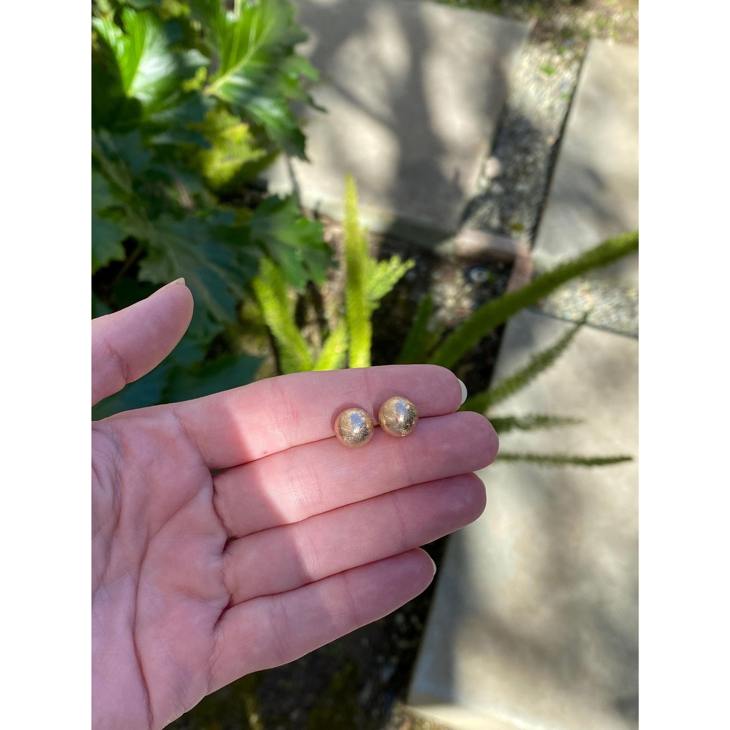 Vintage 14k Yellow Gold Large Satin Ball Stud Earrings