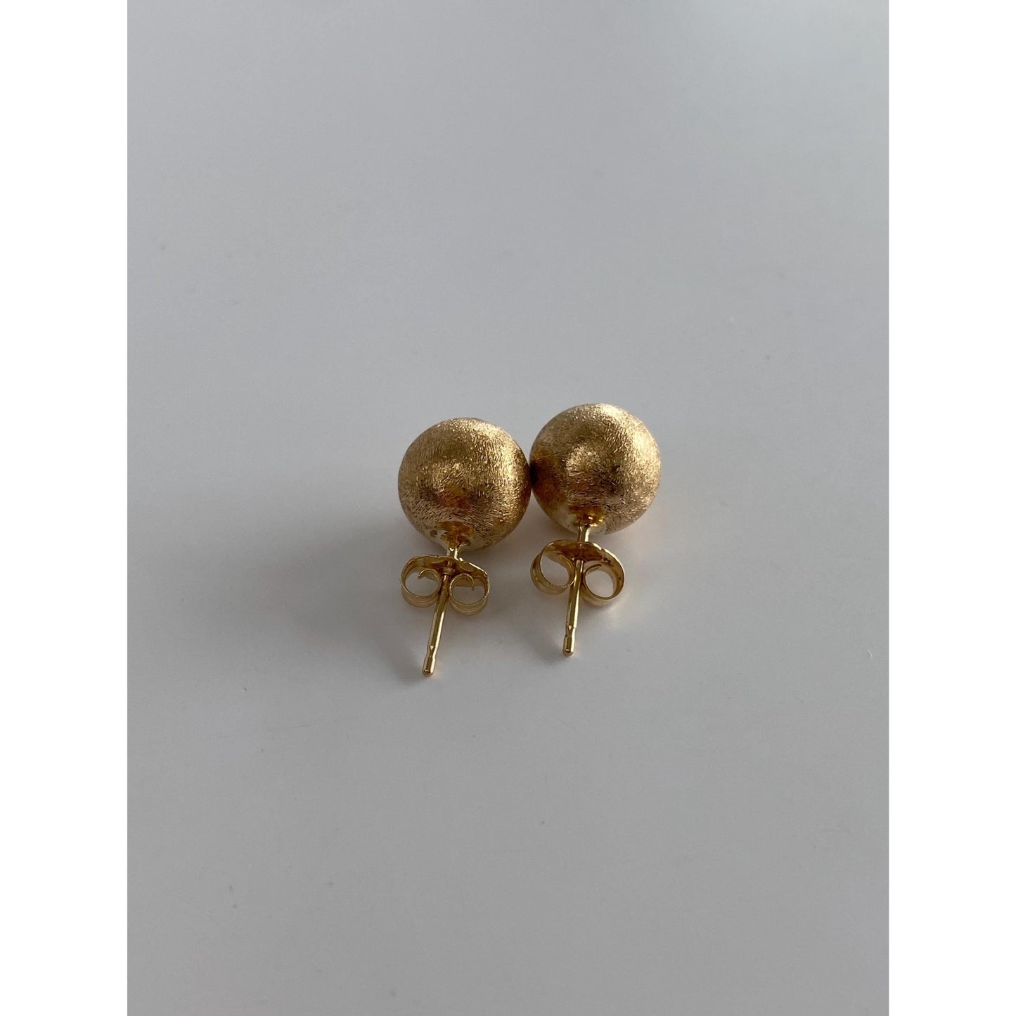 Vintage 14k Yellow Gold Large Satin Ball Stud Earrings