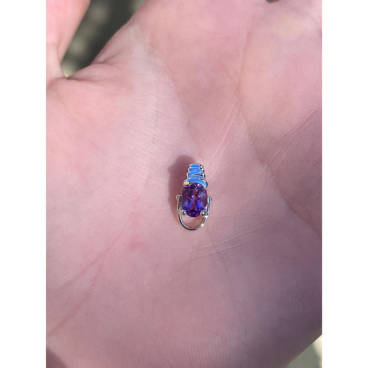 Vintage Solid Sterling Silver Amethyst Charm