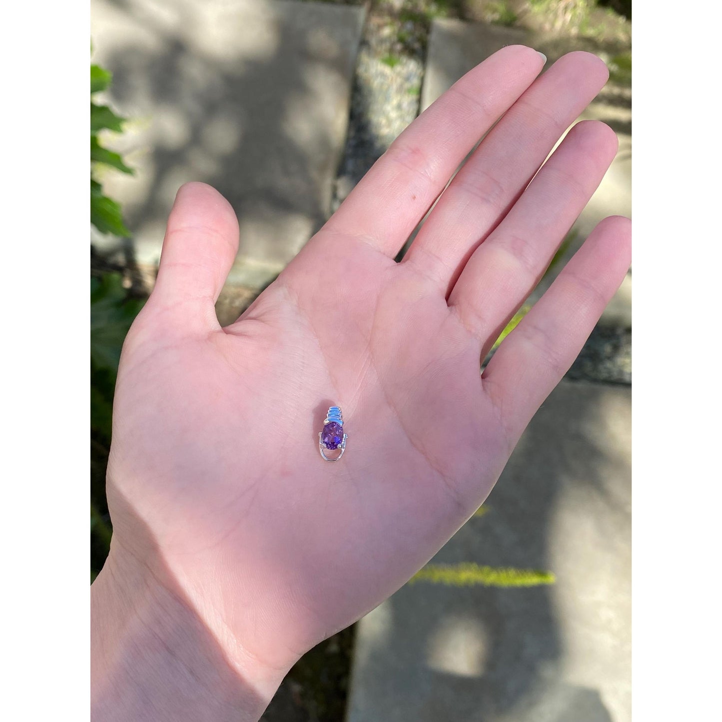 Vintage Solid Sterling Silver Amethyst Charm