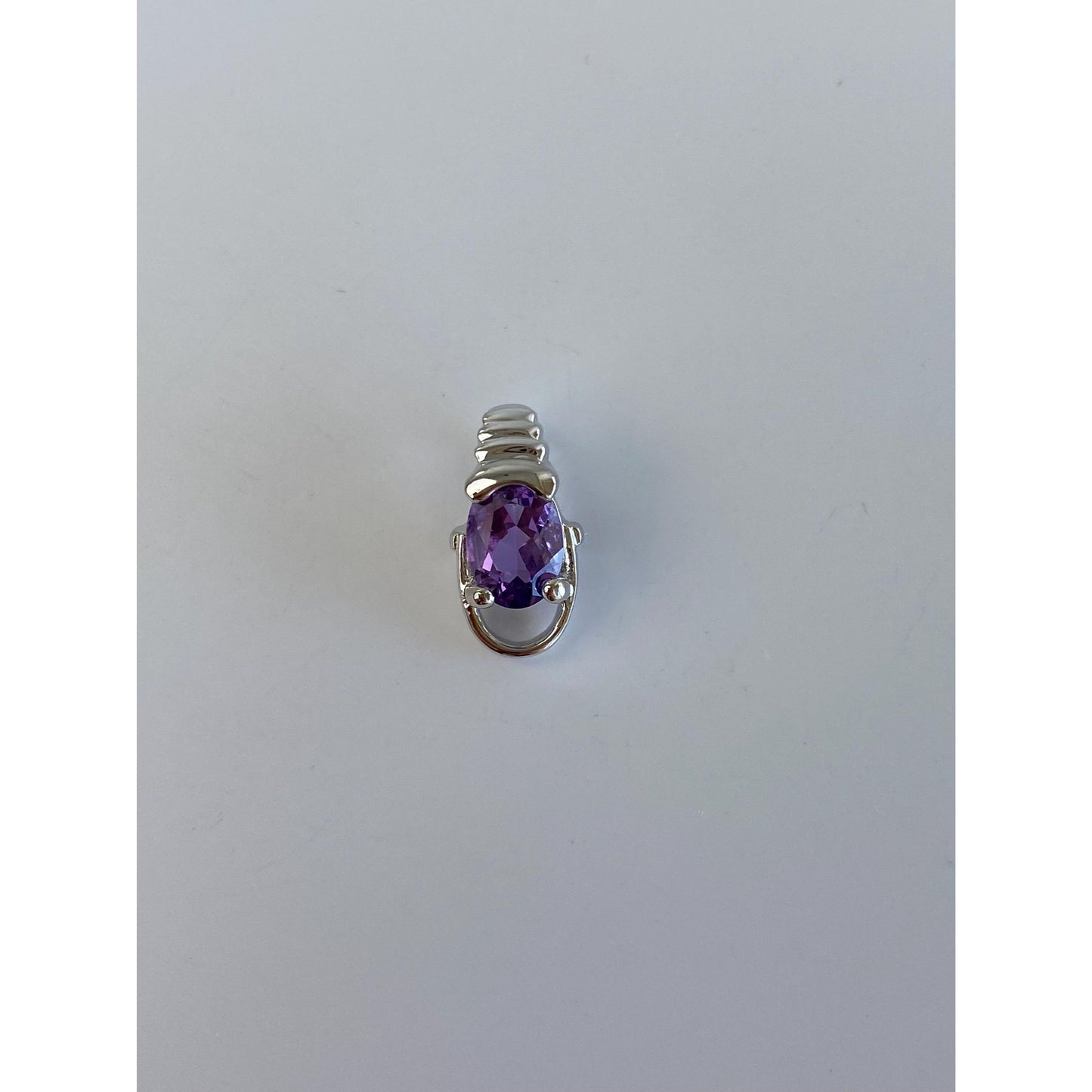 Vintage Solid Sterling Silver Amethyst Charm