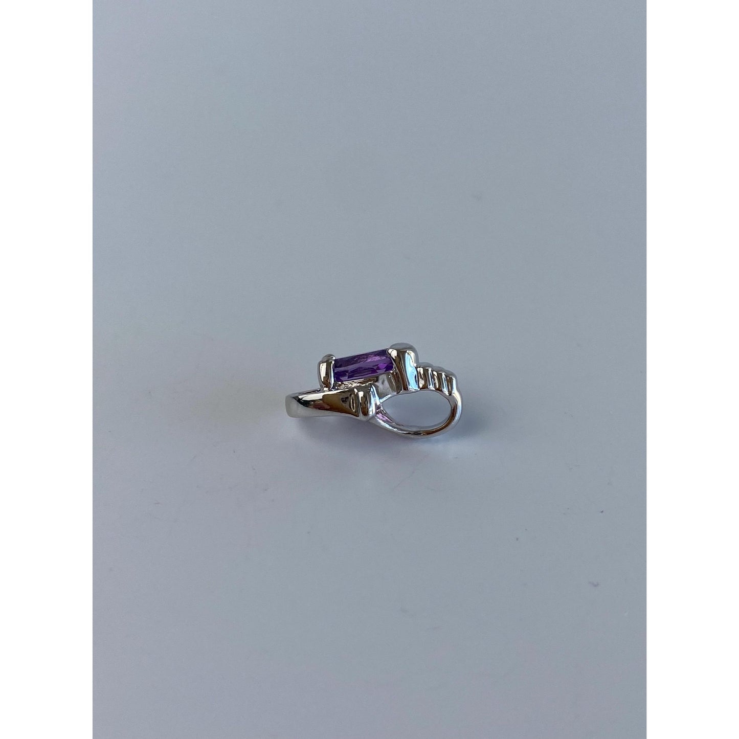 Vintage Solid Sterling Silver Amethyst Charm