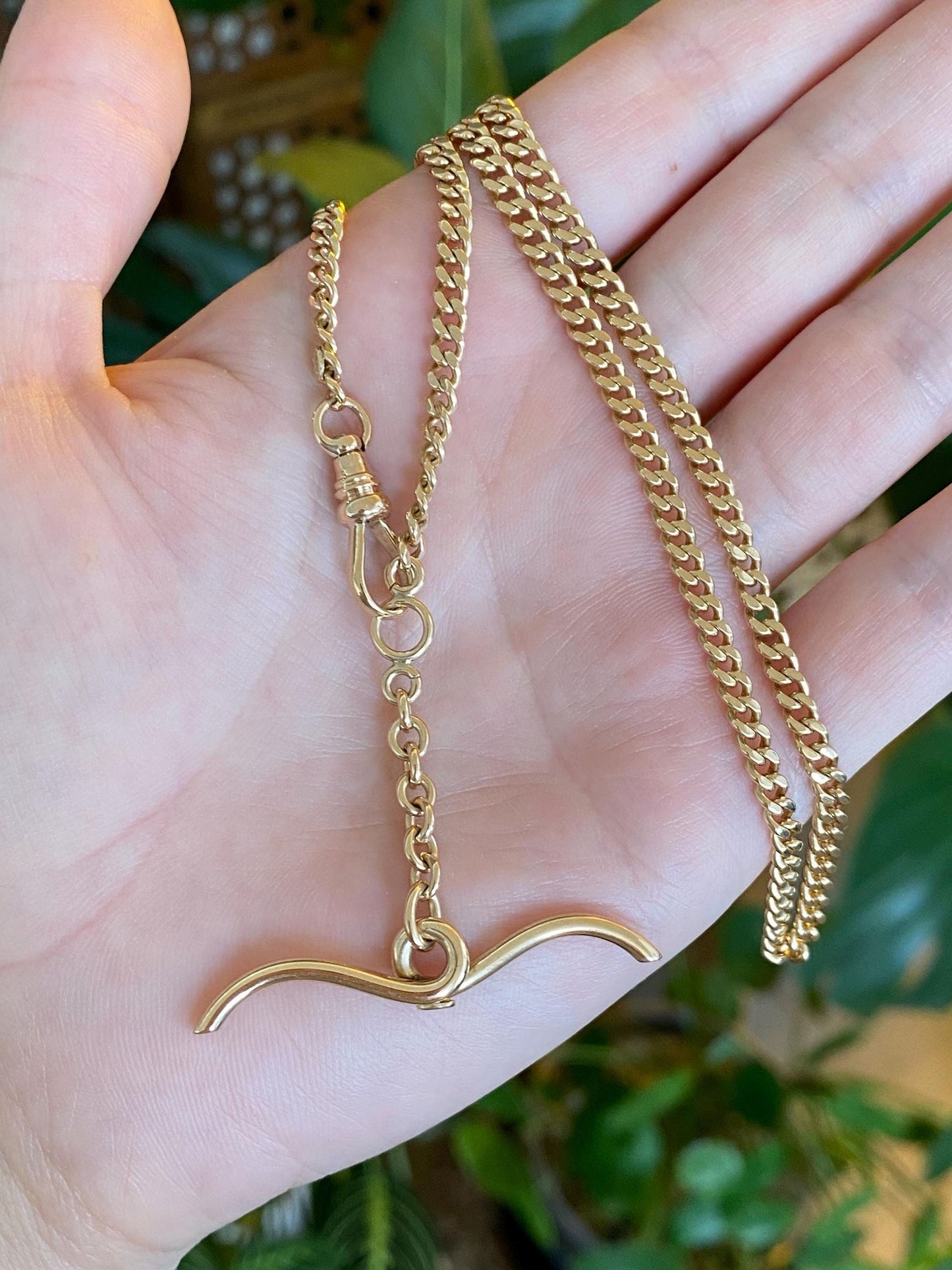 Vintage Solid 14k Yellow Gold Curb Chain Pocket Watch Necklace - 19 inches