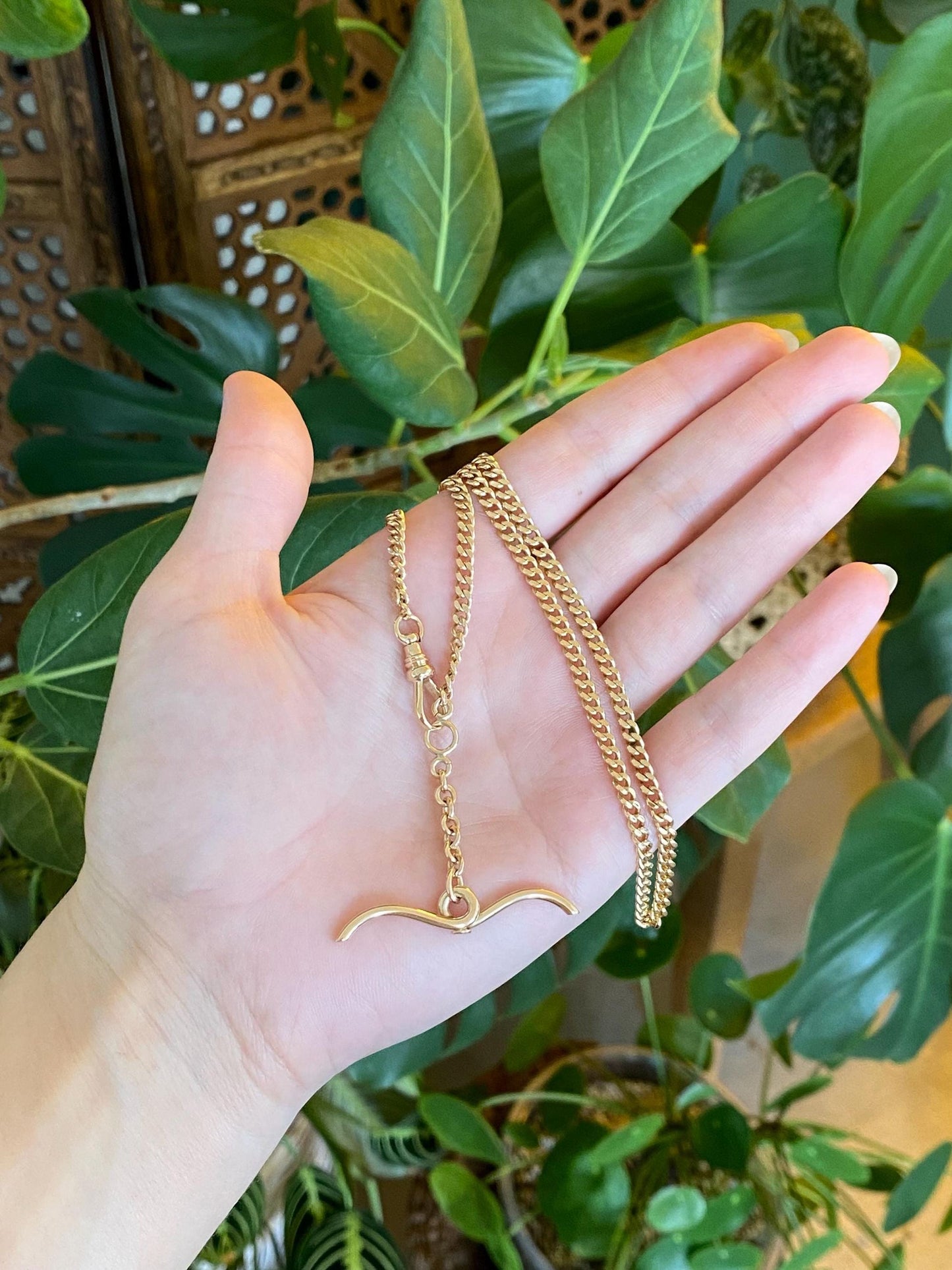 Vintage Solid 14k Yellow Gold Curb Chain Pocket Watch Necklace - 19 inches