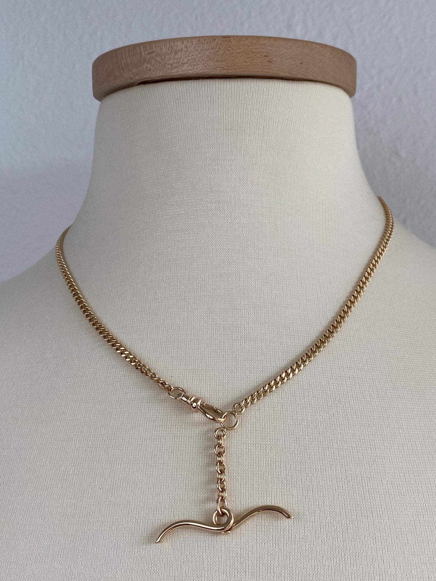 Vintage Solid 14k Yellow Gold Curb Chain Pocket Watch Necklace - 19 inches