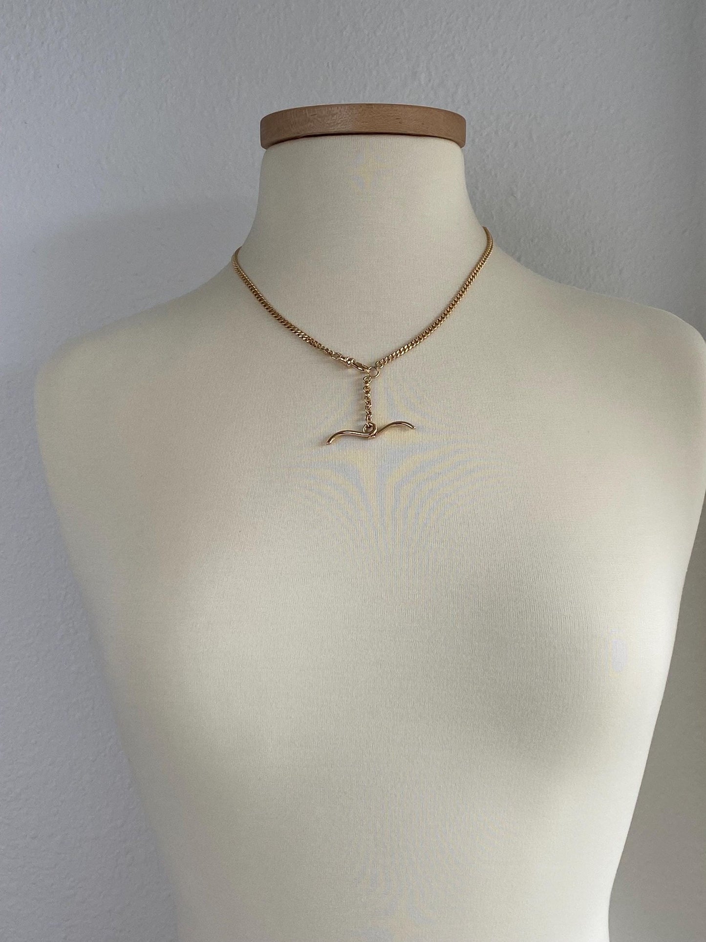 Vintage Solid 14k Yellow Gold Curb Chain Pocket Watch Necklace - 19 inches