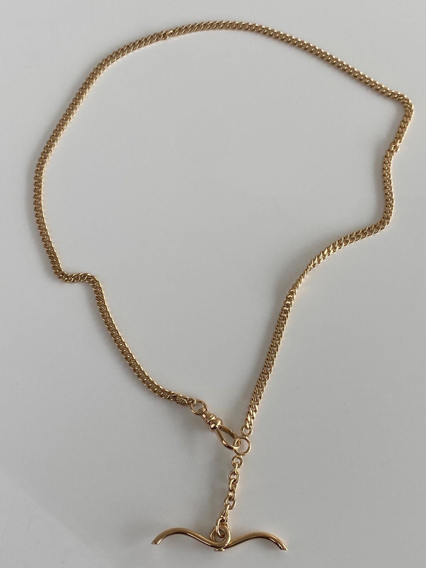 Vintage Solid 14k Yellow Gold Curb Chain Pocket Watch Necklace - 19 inches