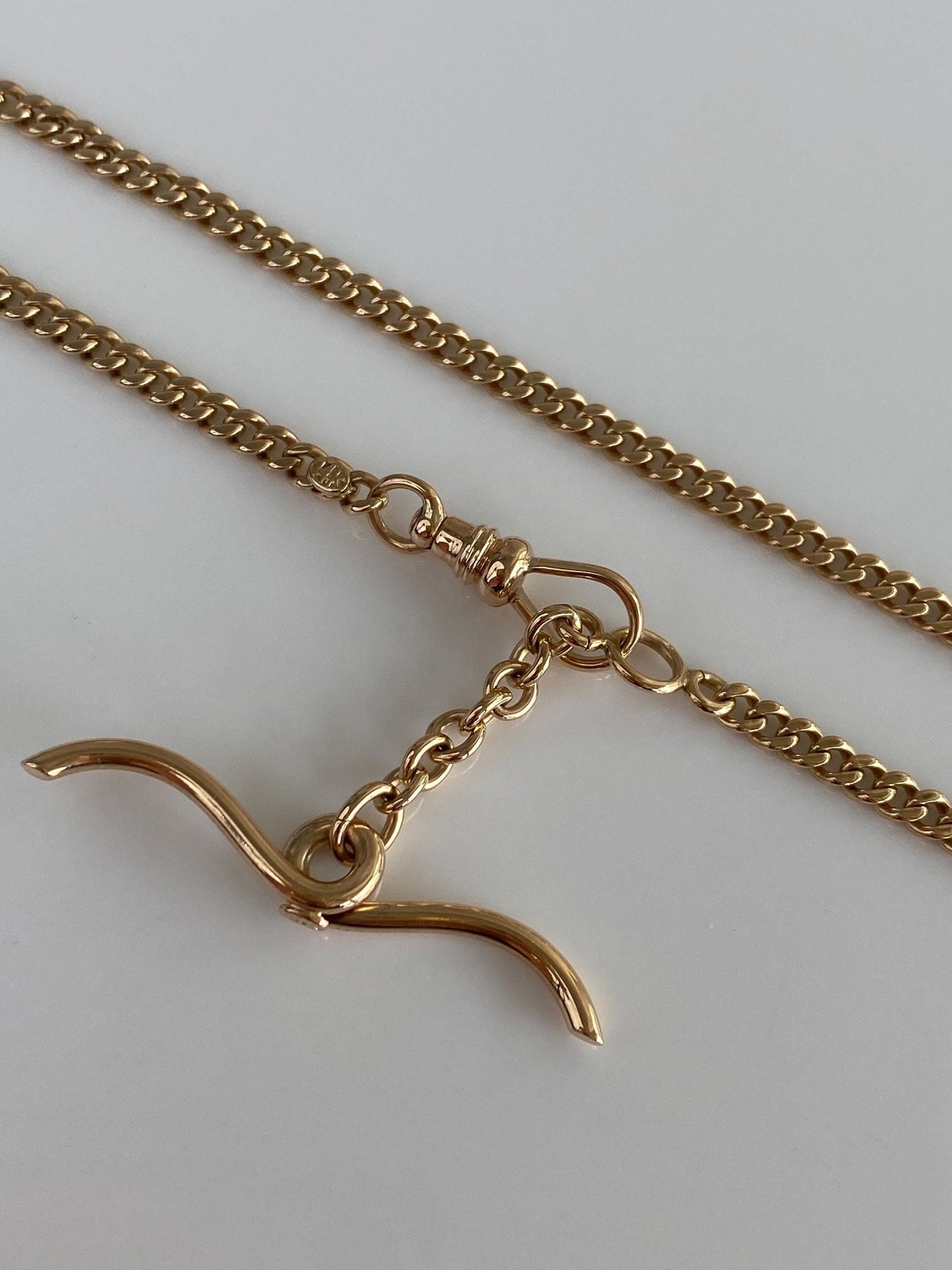 Vintage Solid 14k Yellow Gold Curb Chain Pocket Watch Necklace - 19 inches