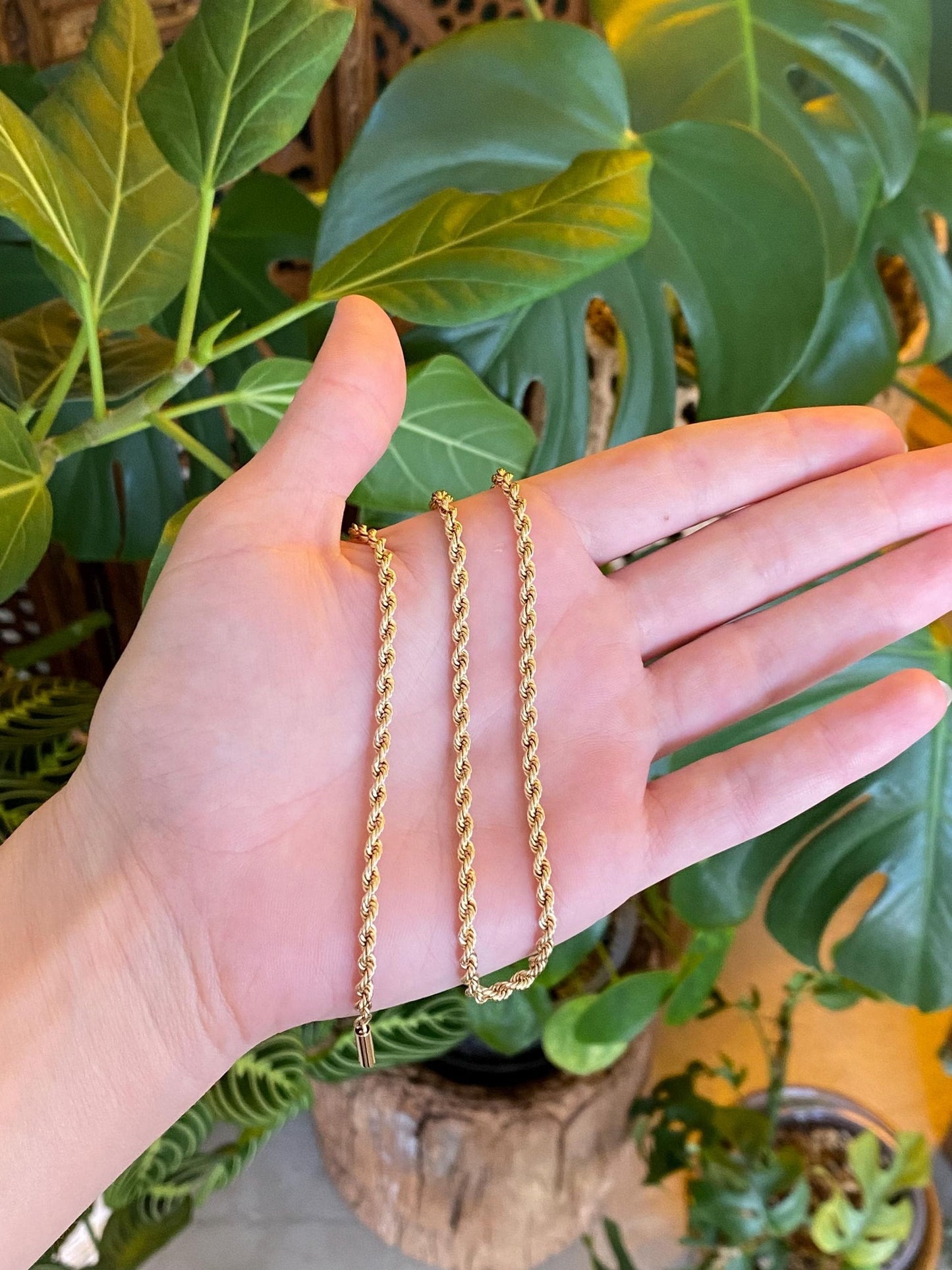 Vintage 14k Yellow Gold Rope Chain Necklace - 16 inches