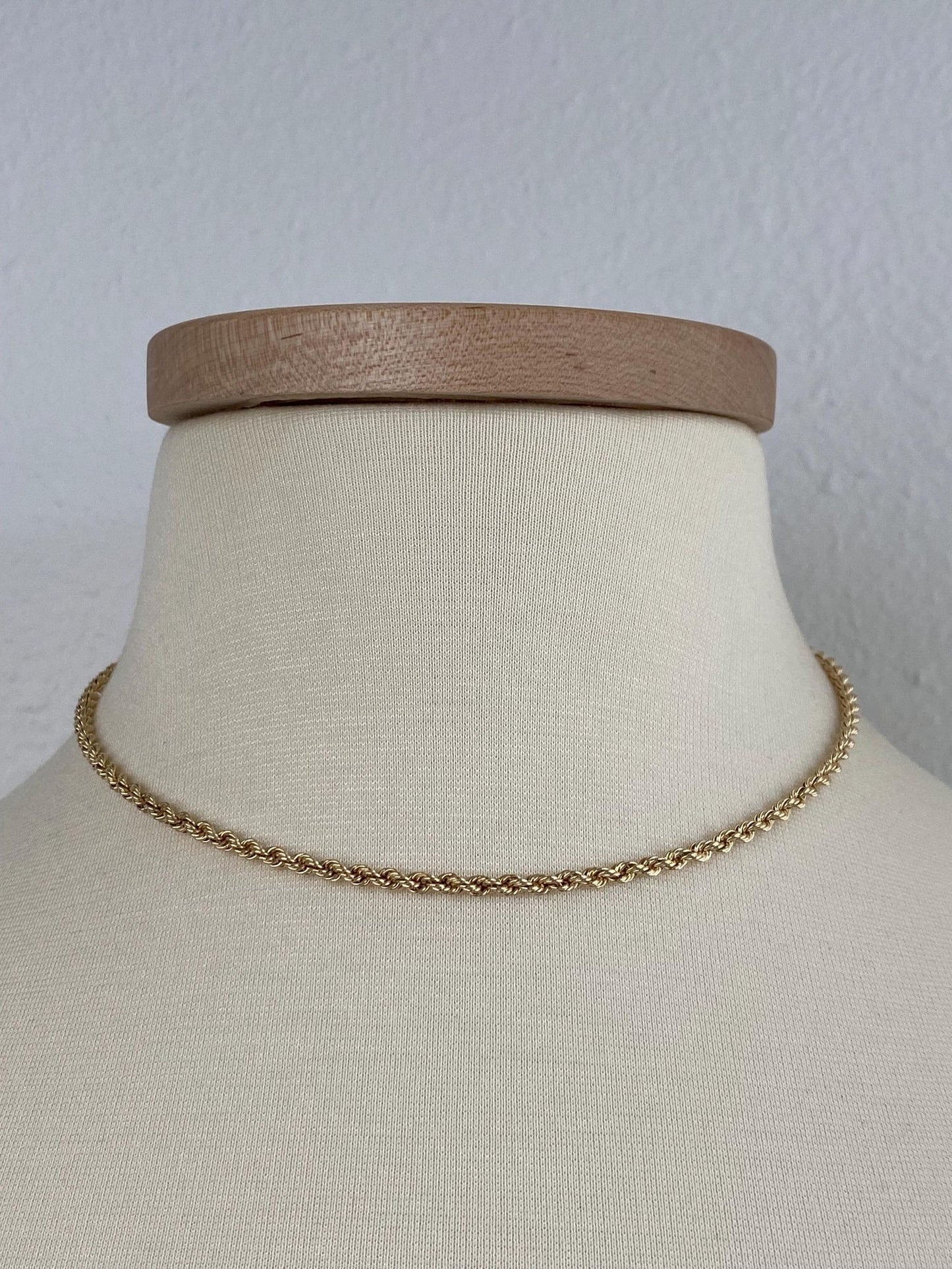 Vintage 14k Yellow Gold Rope Chain Necklace - 16 inches