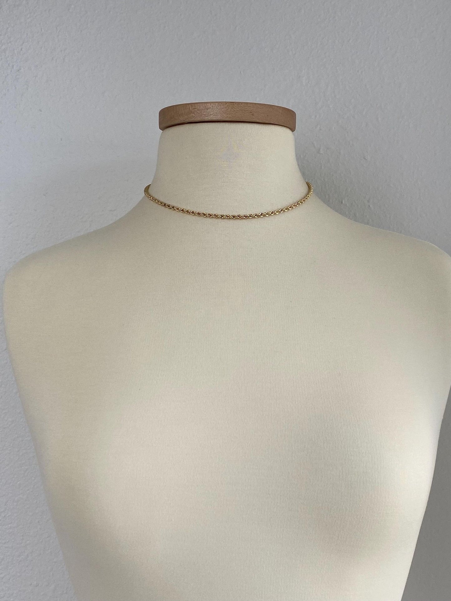 Vintage 14k Yellow Gold Rope Chain Necklace - 16 inches