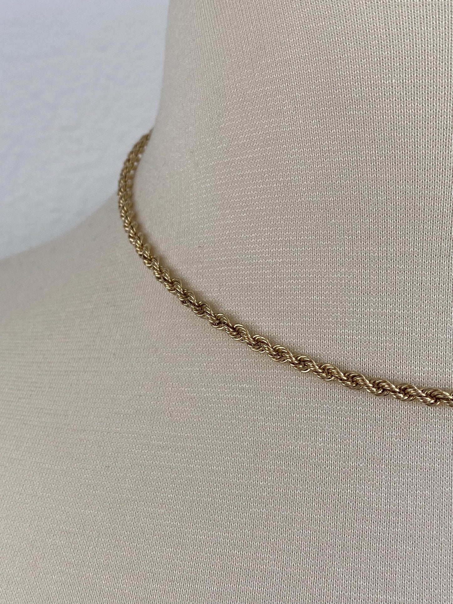 Vintage 14k Yellow Gold Rope Chain Necklace - 16 inches