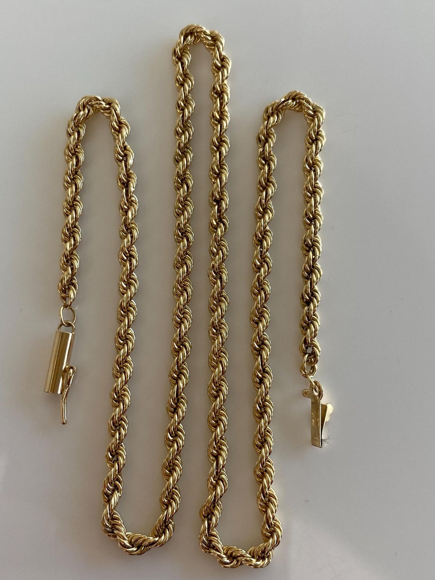 Vintage 14k Yellow Gold Rope Chain Necklace - 16 inches