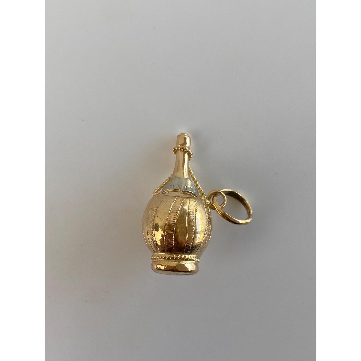 Vintage 18k White & Yellow Gold Chianti Wine Charm