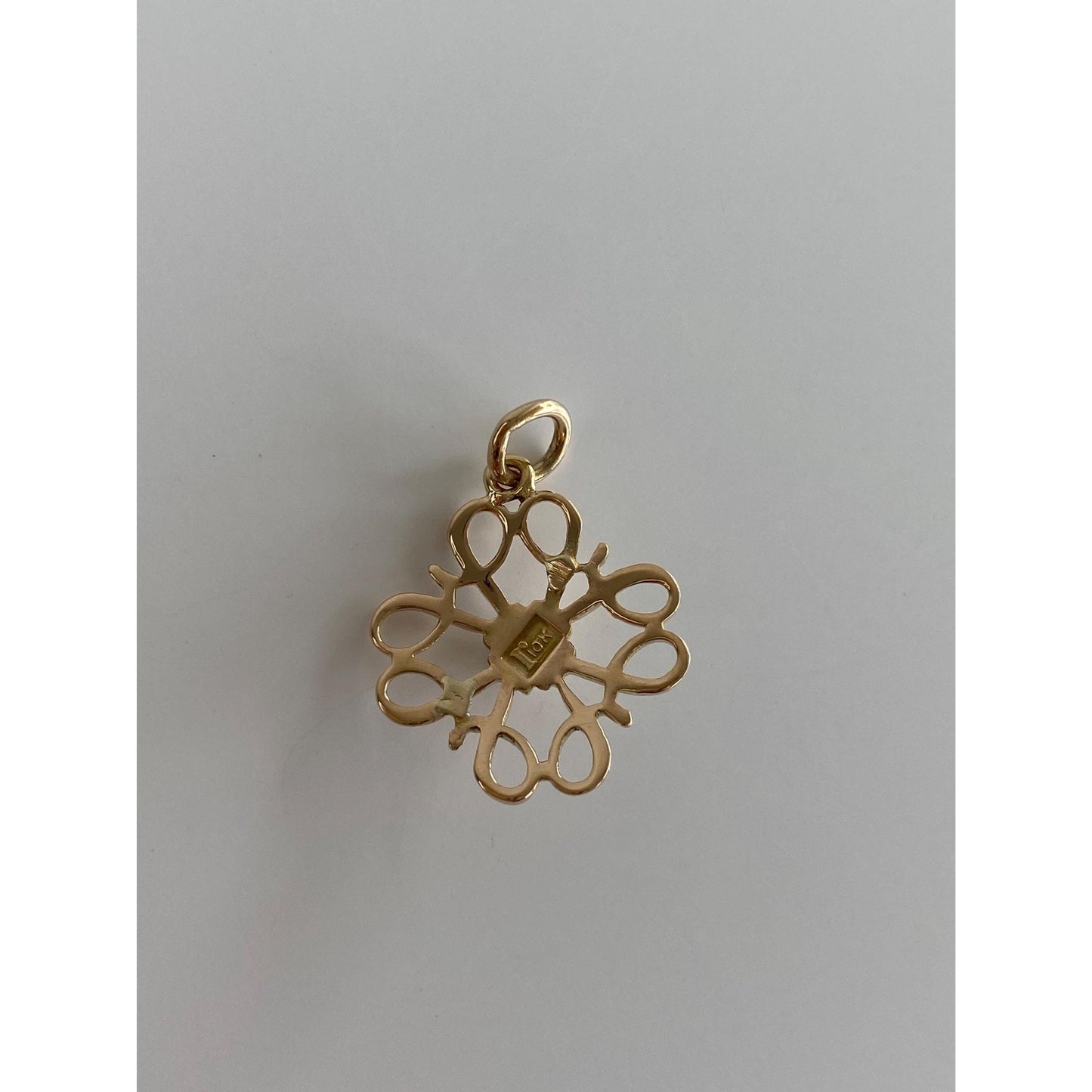 Vintage Solid 10k Yellow Gold Ornate Seed Pearl Charm