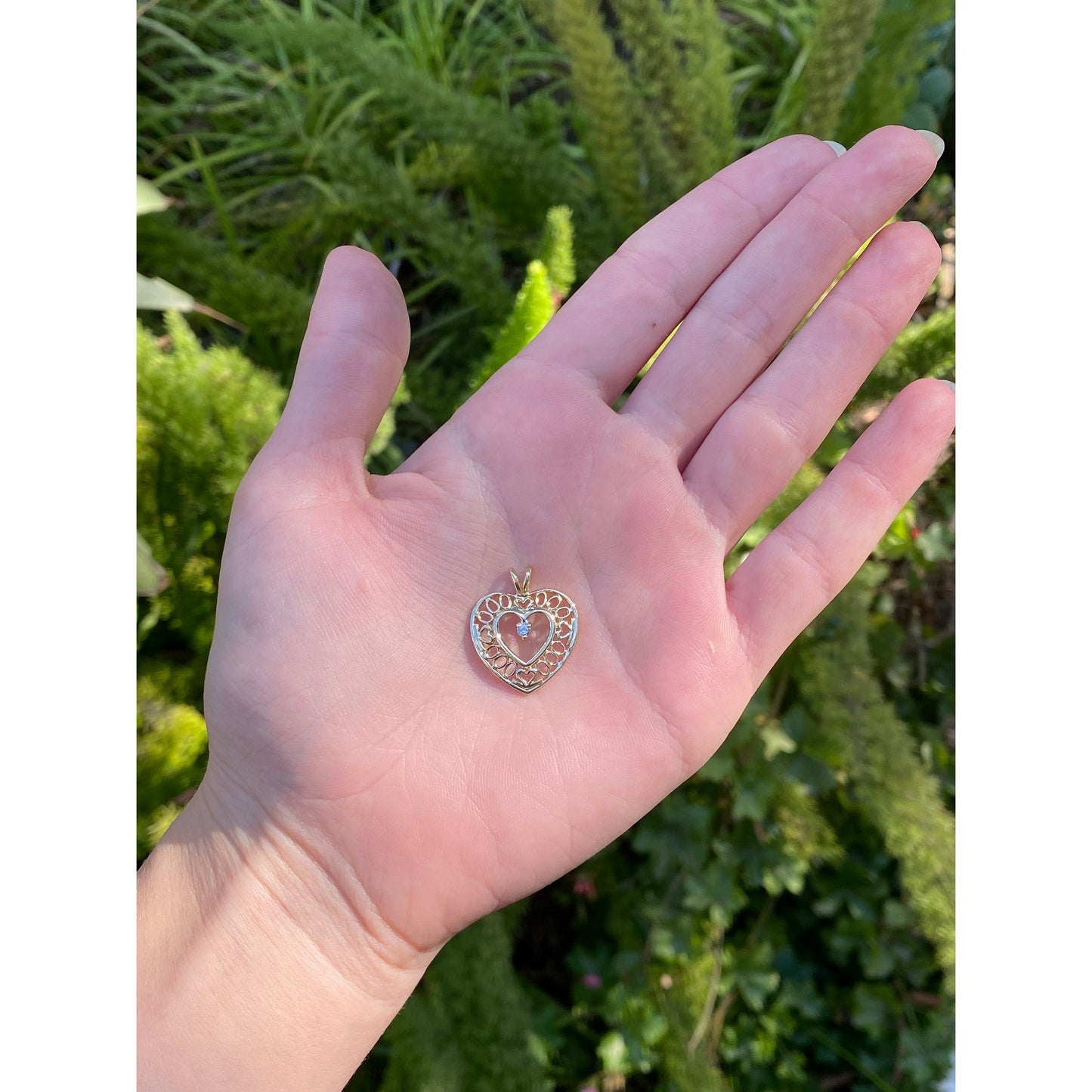 Vintage Solid 10k Yellow Gold Diamond Heart Charm