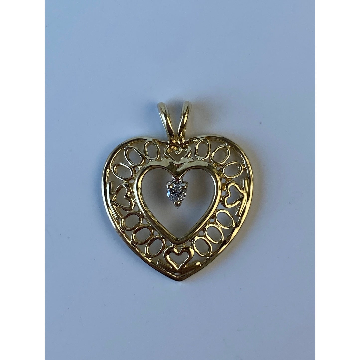 Vintage Solid 10k Yellow Gold Diamond Heart Charm