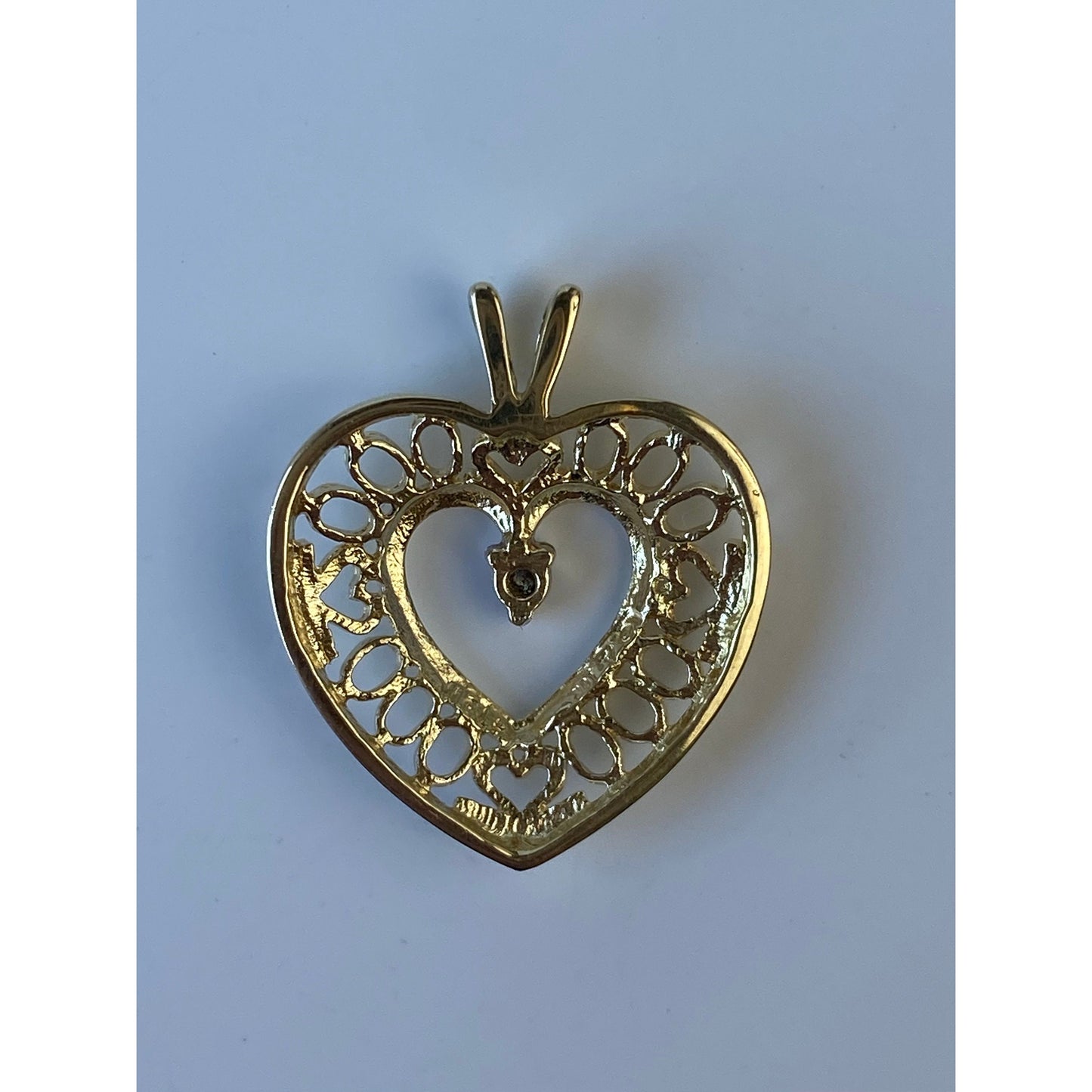 Vintage Solid 10k Yellow Gold Diamond Heart Charm