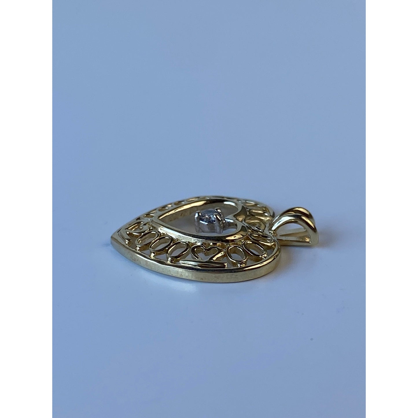 Vintage Solid 10k Yellow Gold Diamond Heart Charm