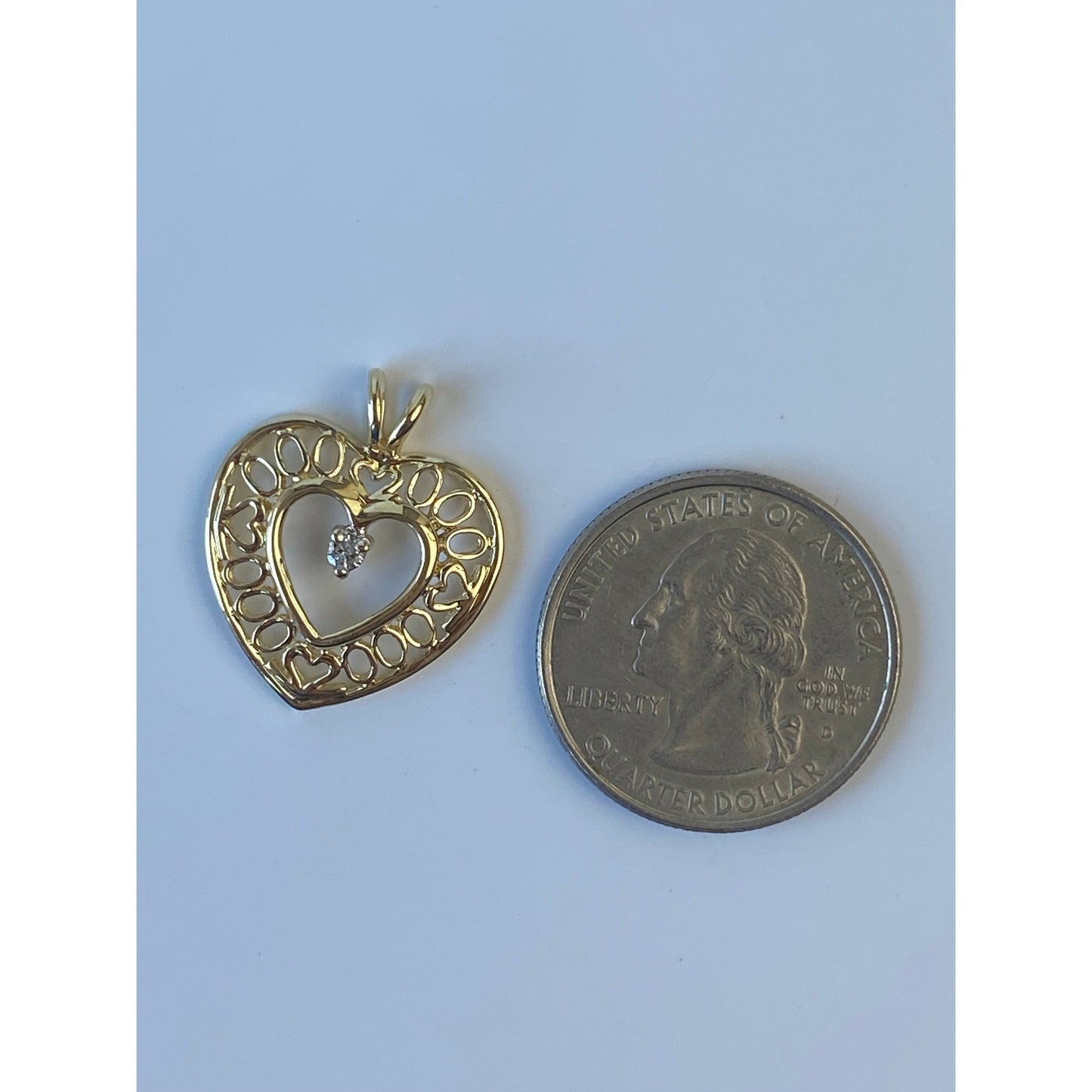 Vintage Solid 10k Yellow Gold Diamond Heart Charm