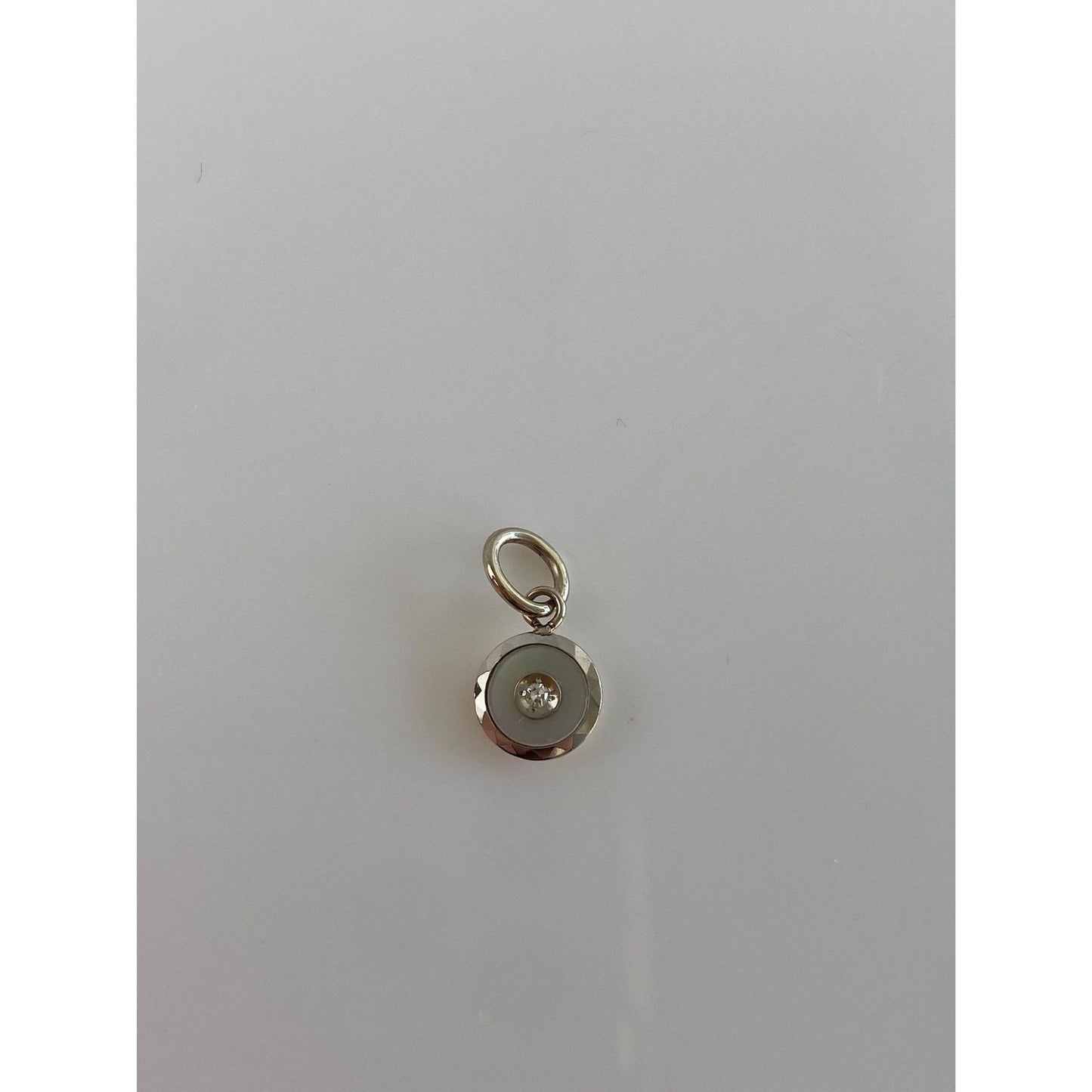 Vintage 14k White & Yellow Gold Diamond Mother of Pearl Cufflink Conversion Charm