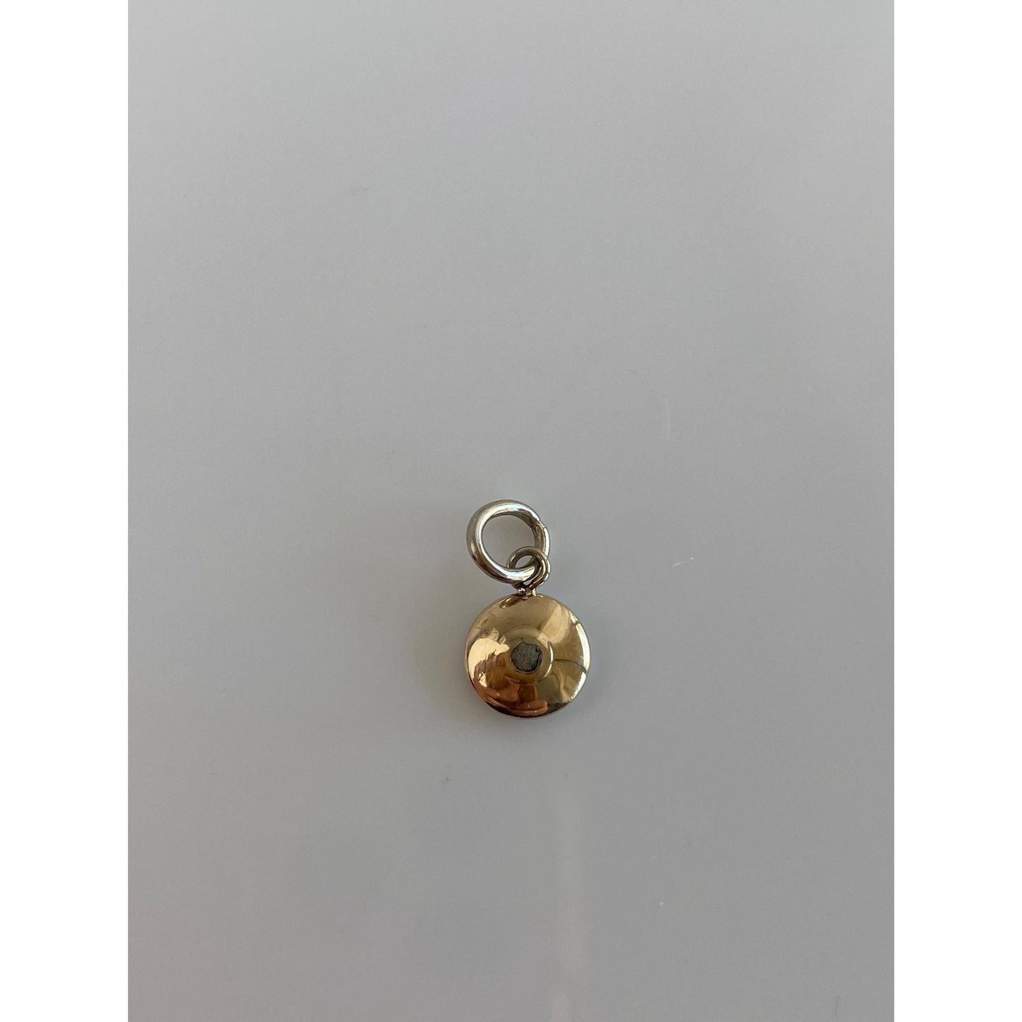 Vintage 14k White & Yellow Gold Diamond Mother of Pearl Cufflink Conversion Charm