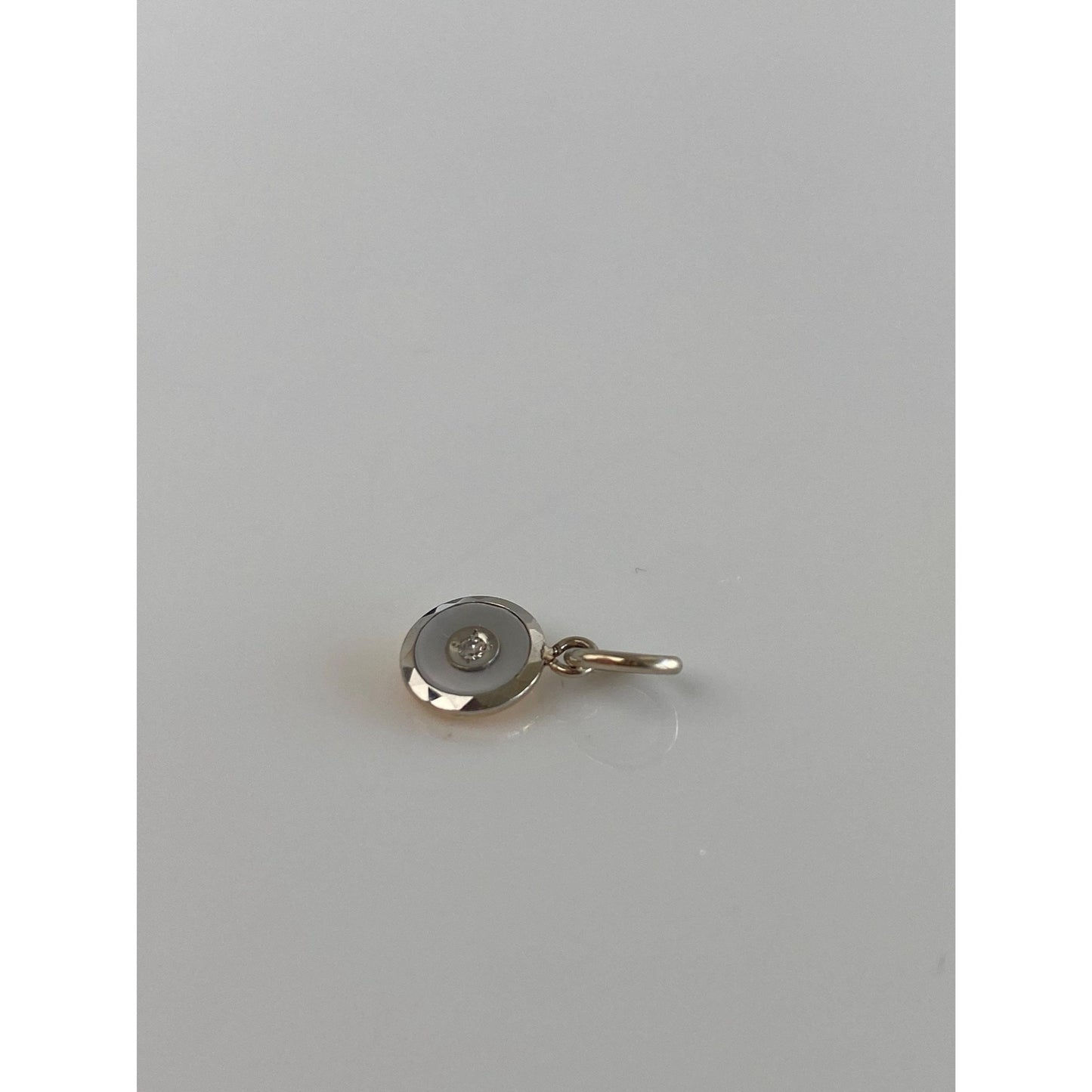 Vintage 14k White & Yellow Gold Diamond Mother of Pearl Cufflink Conversion Charm