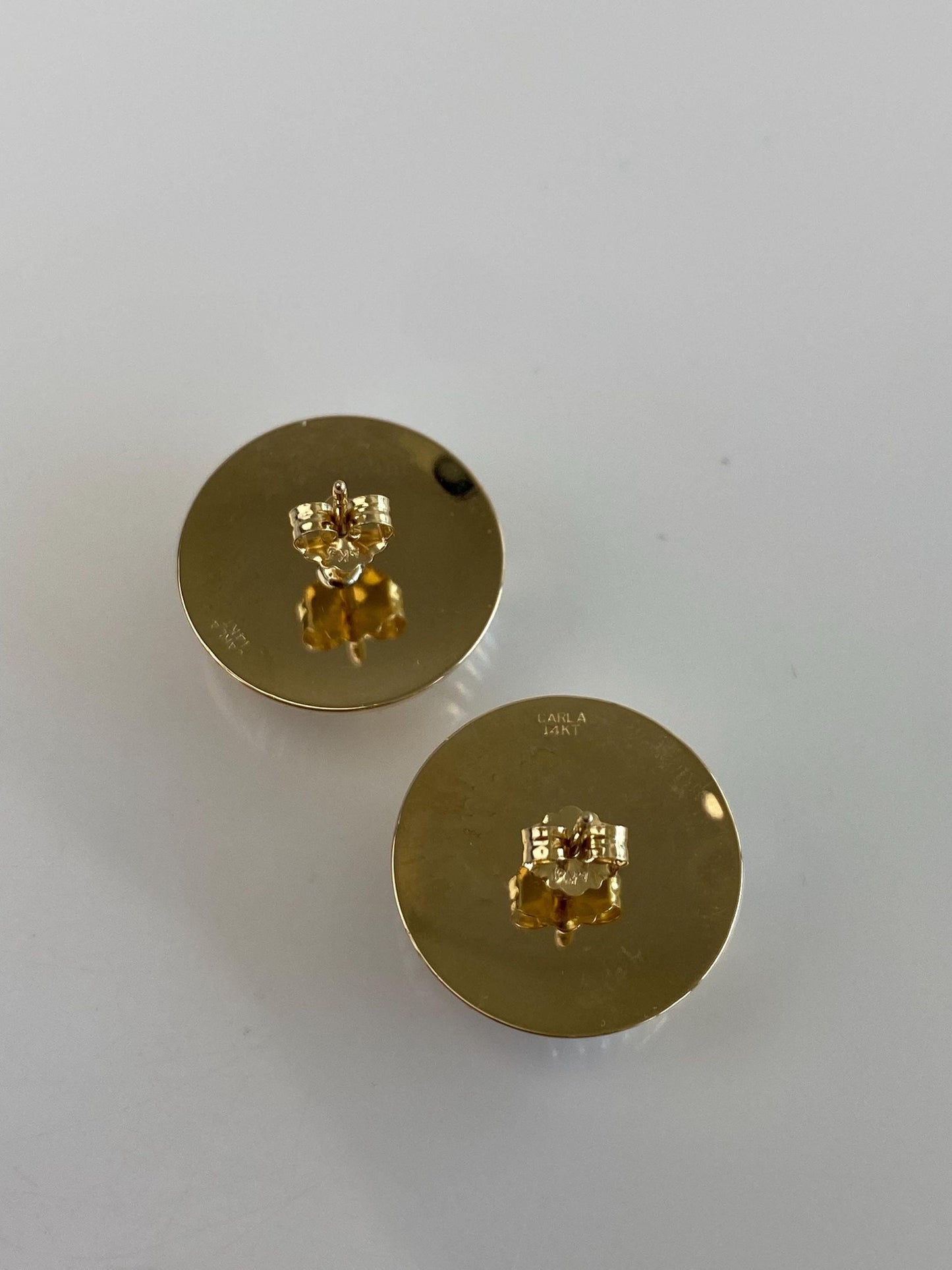 Vintage 14k White & Yellow Gold X Pattern Domed Stud Earrings