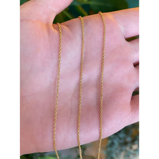 Vintage Solid 14k Yellow Gold Long Tight Rolo Chain Necklace - 33.75 inches