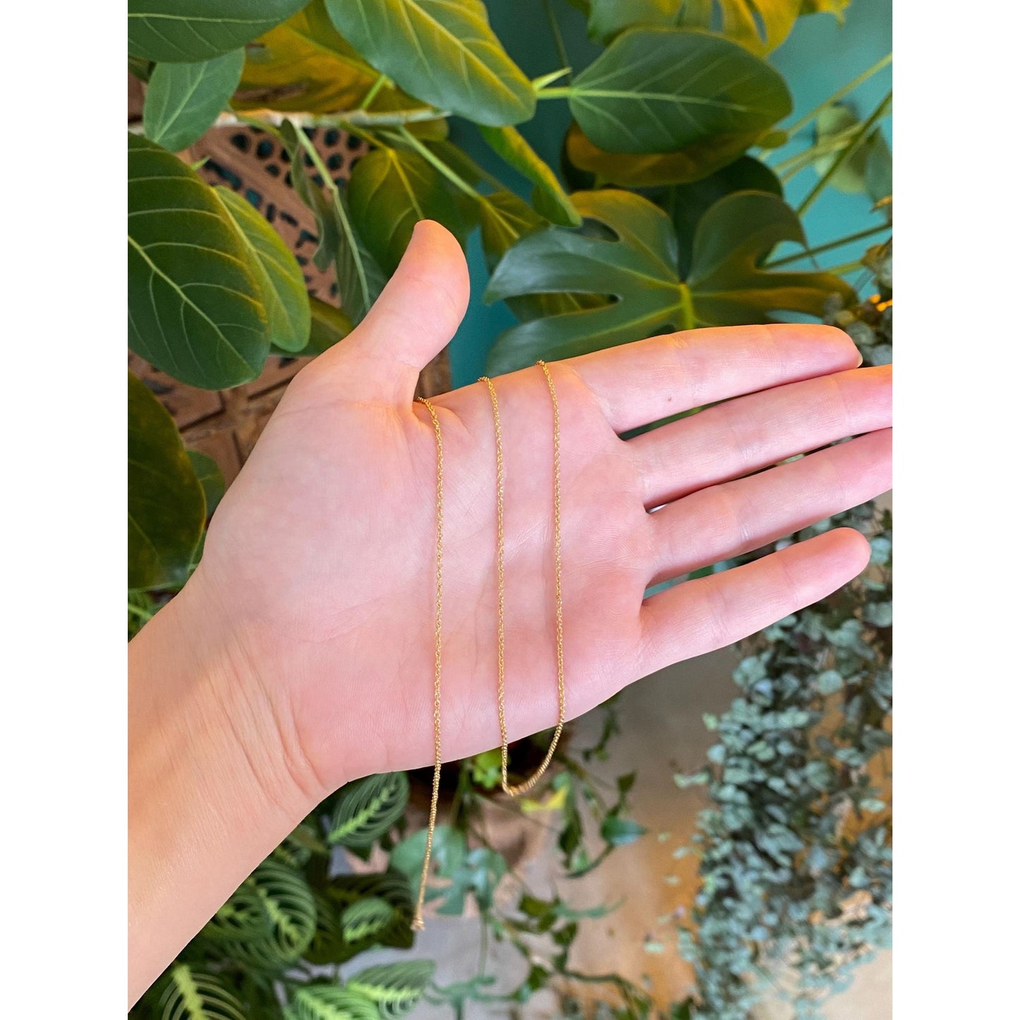 Vintage Solid 14k Yellow Gold Long Tight Rolo Chain Necklace - 33.75 inches