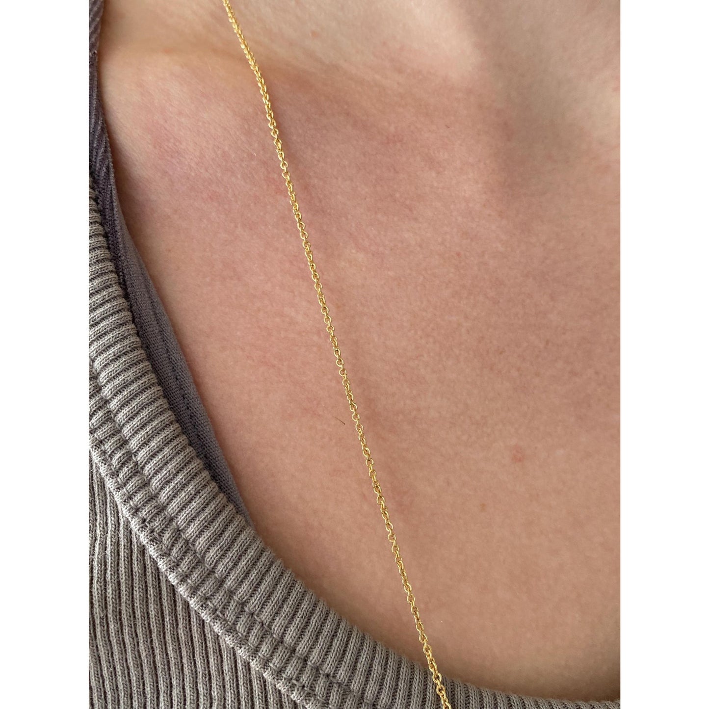 Vintage Solid 14k Yellow Gold Long Tight Rolo Chain Necklace - 33.75 inches