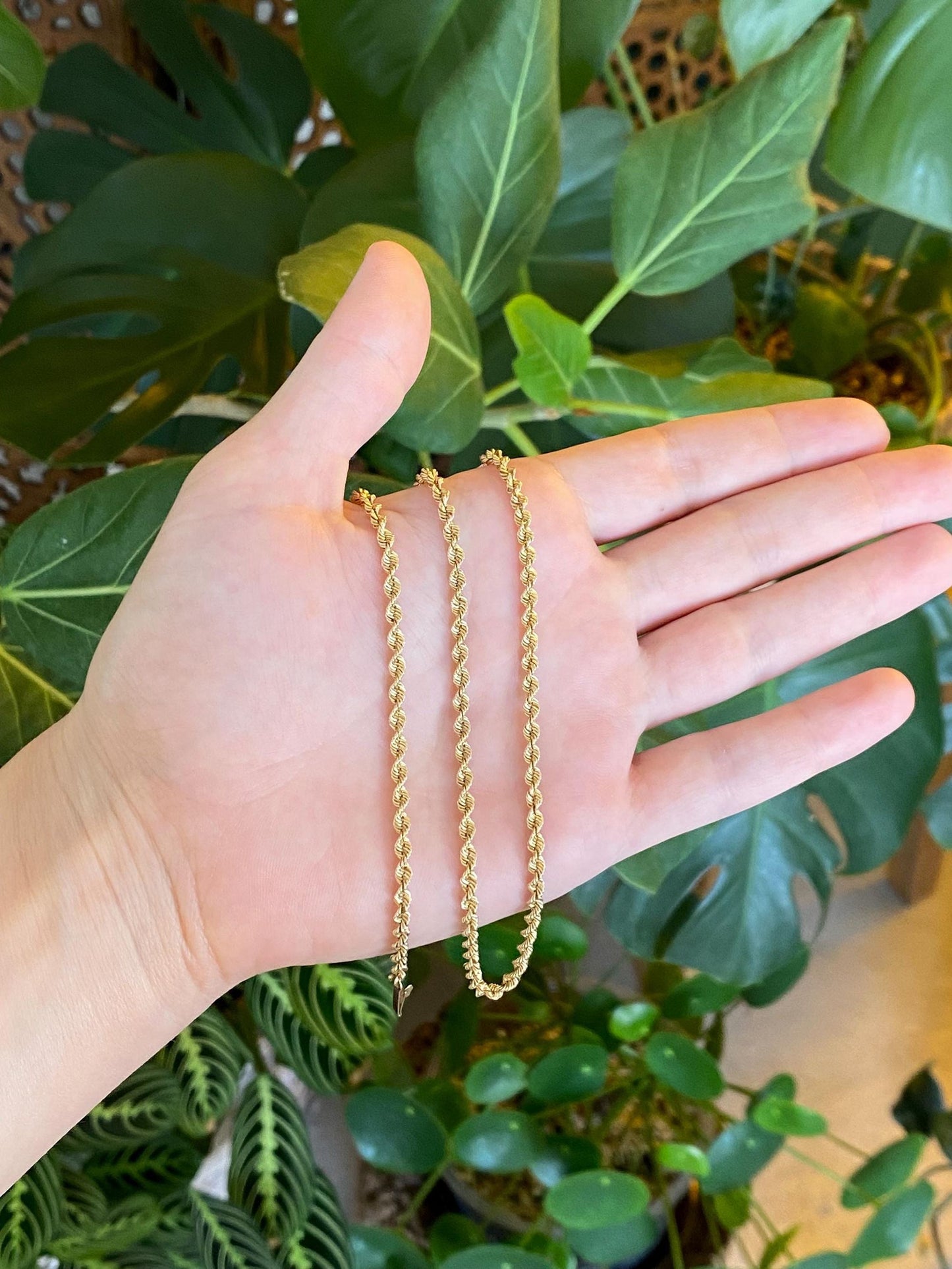 Vintage Solid 14k Yellow Gold Rope Chain Necklace - 20 inches