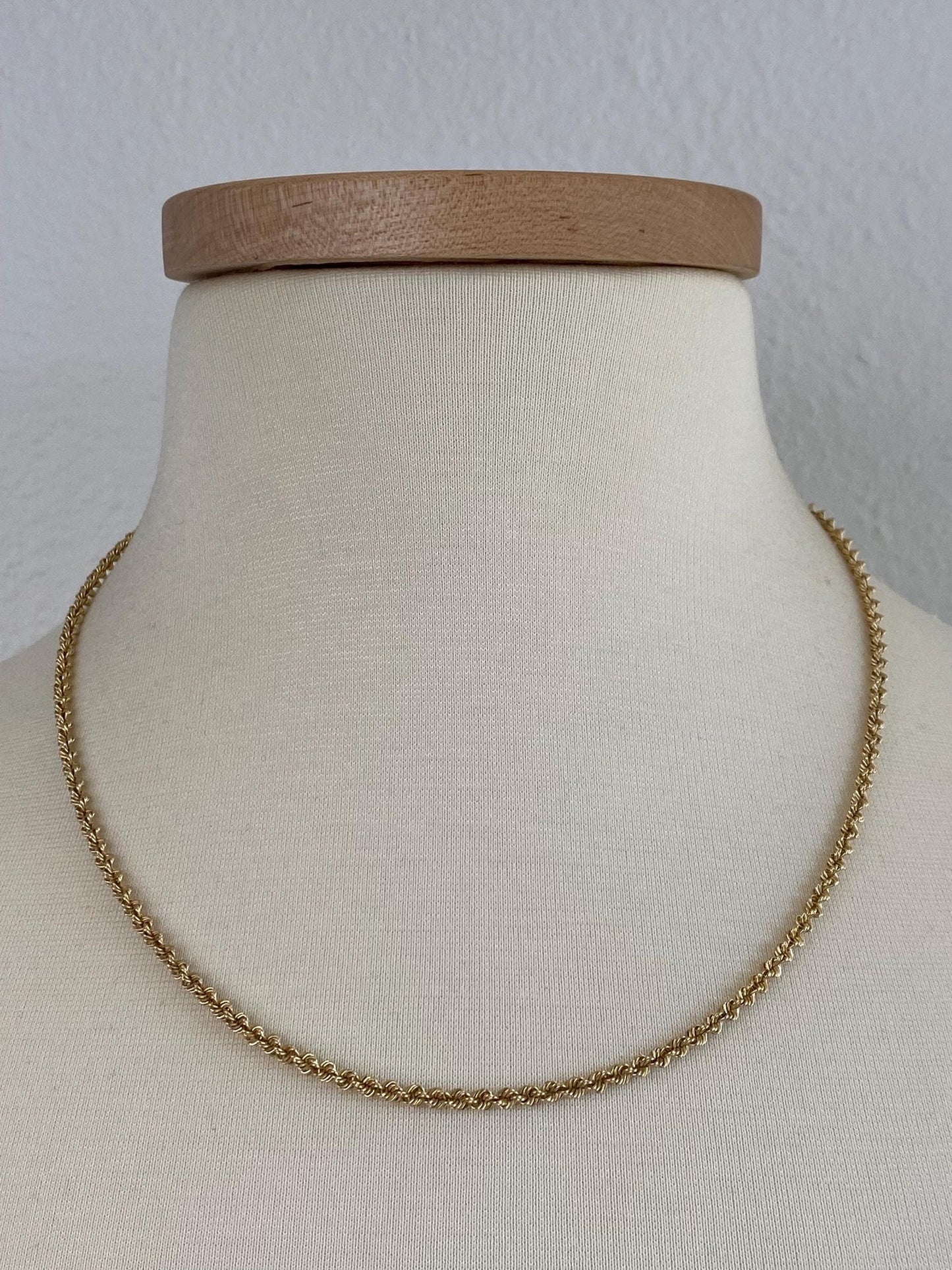 Vintage Solid 14k Yellow Gold Rope Chain Necklace - 20 inches
