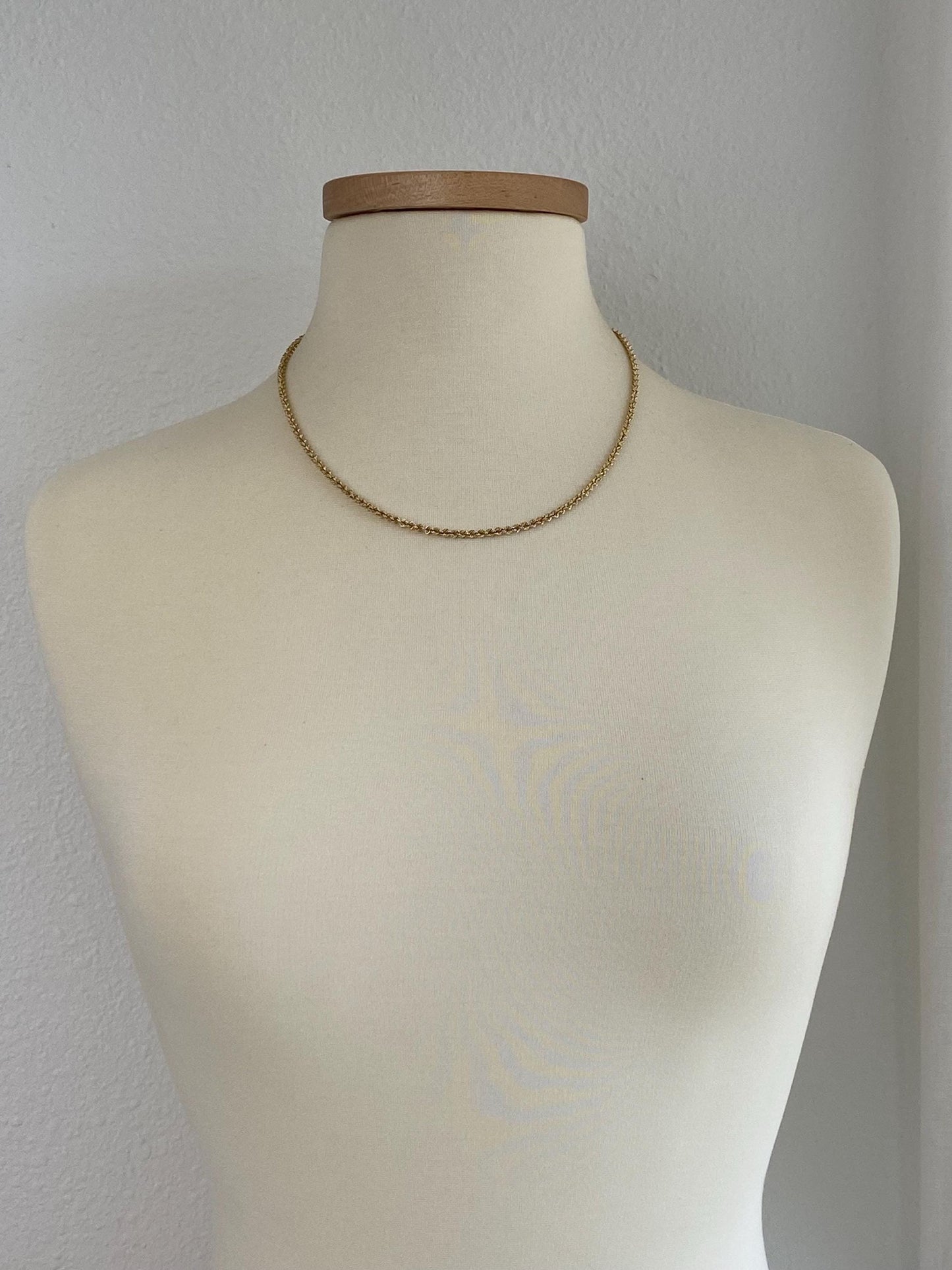 Vintage Solid 14k Yellow Gold Rope Chain Necklace - 20 inches