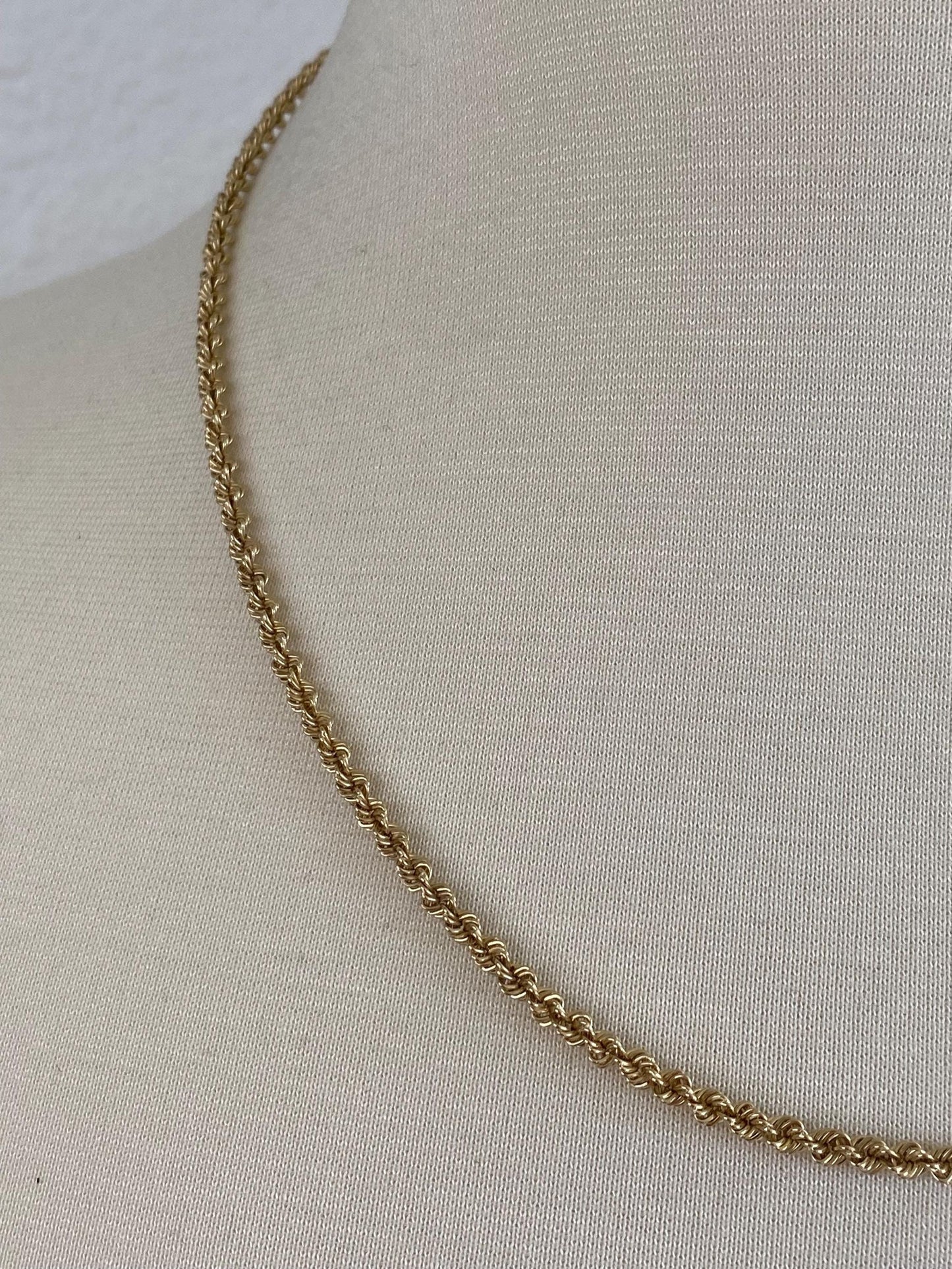 Vintage Solid 14k Yellow Gold Rope Chain Necklace - 20 inches