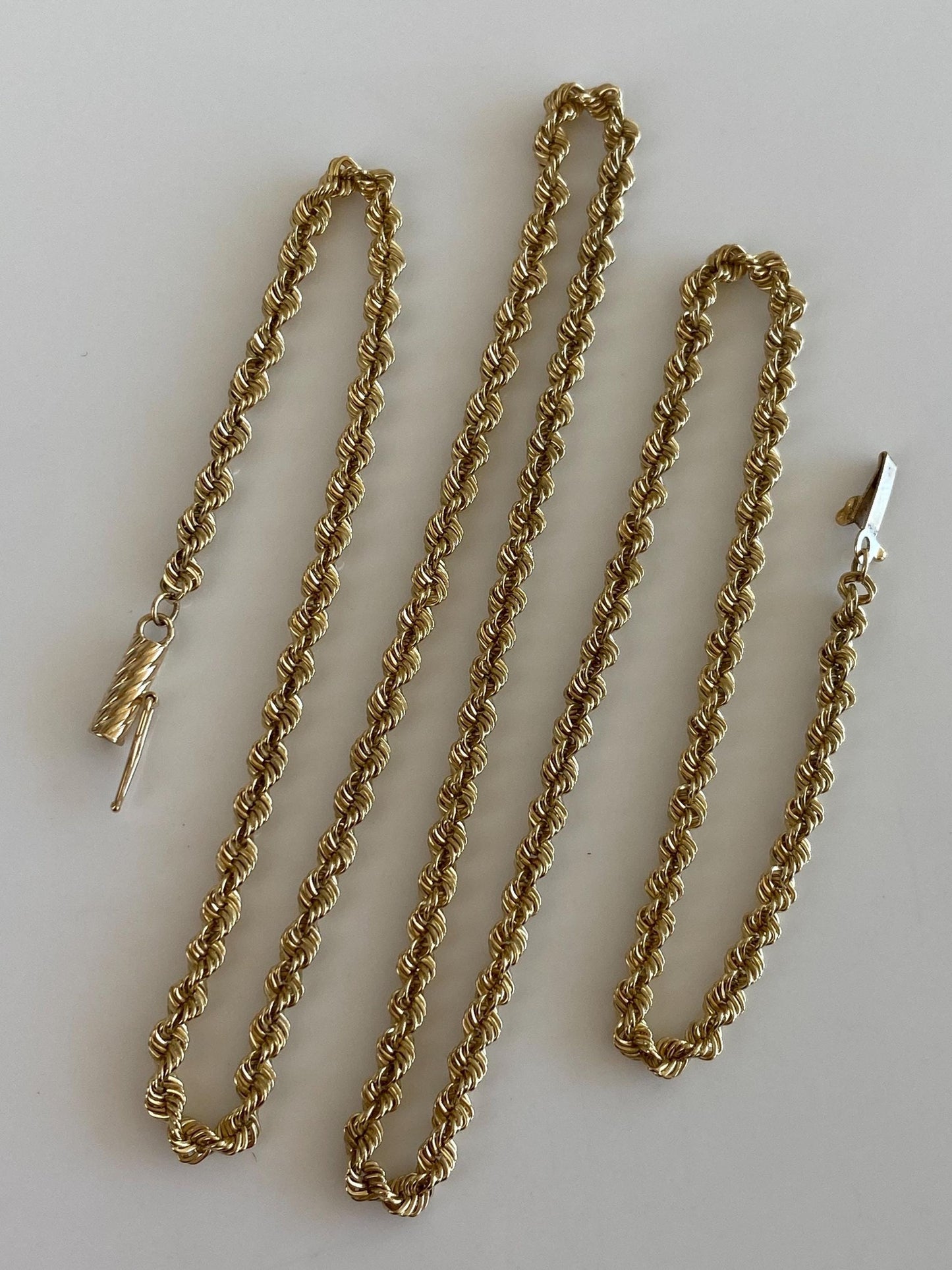 Vintage Solid 14k Yellow Gold Rope Chain Necklace - 20 inches