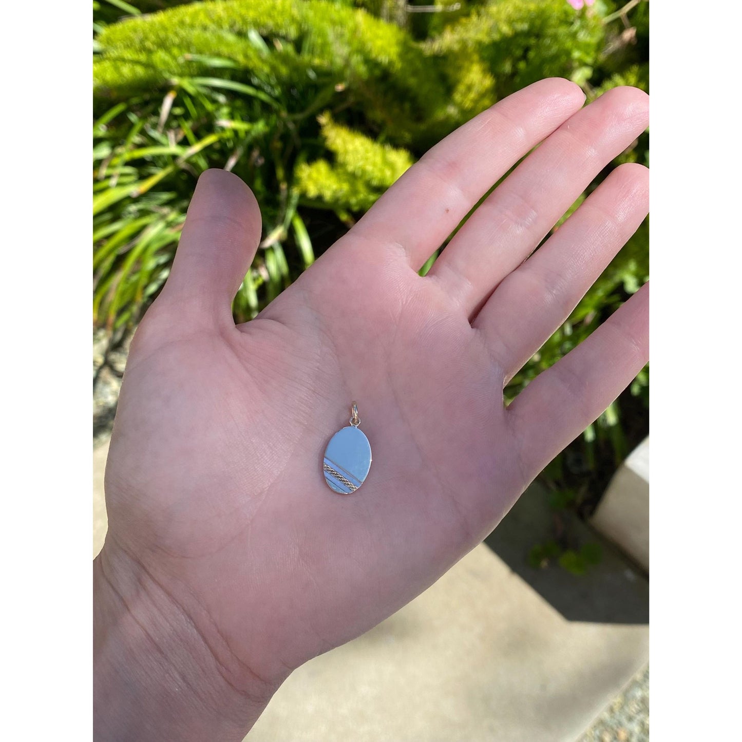 Vintage Solid 9k White & Yellow Gold Pattern Cufflink Conversion Charm