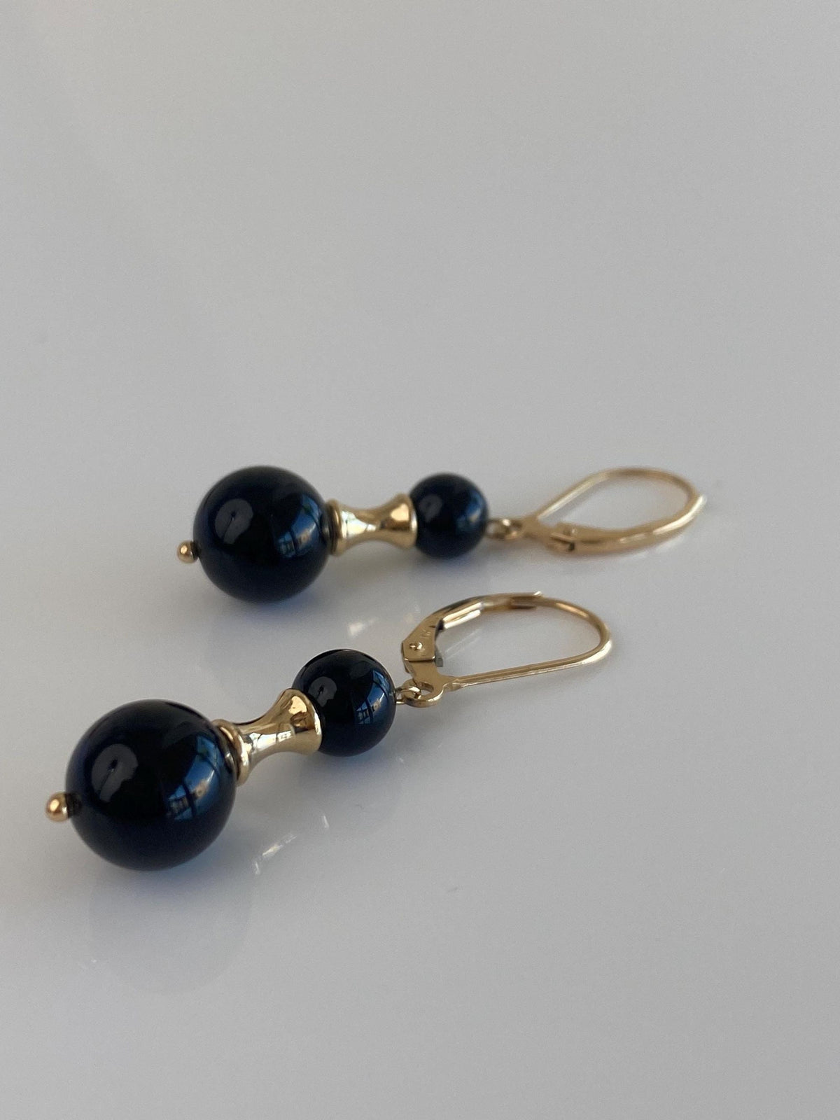 Vintage Solid 14k Onyx Dangle Earrings