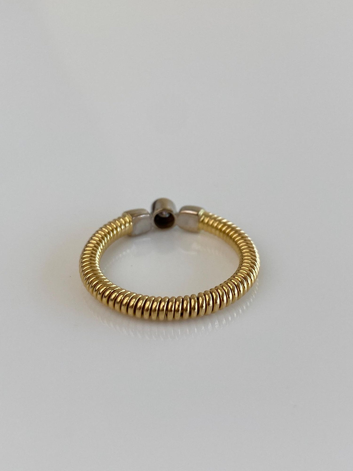 Vintage Solid 18k White & Yellow Gold Diamond Cable Design Ring Band - Size 7
