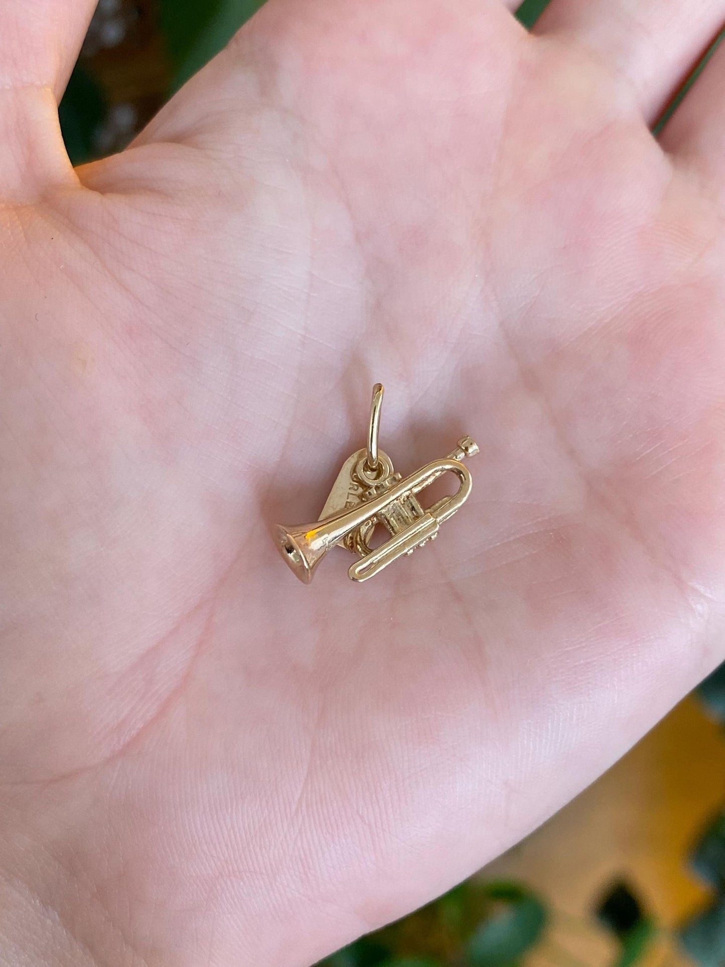 Vintage Solid 14k Yellow Gold New Orleans Trumpet Charm