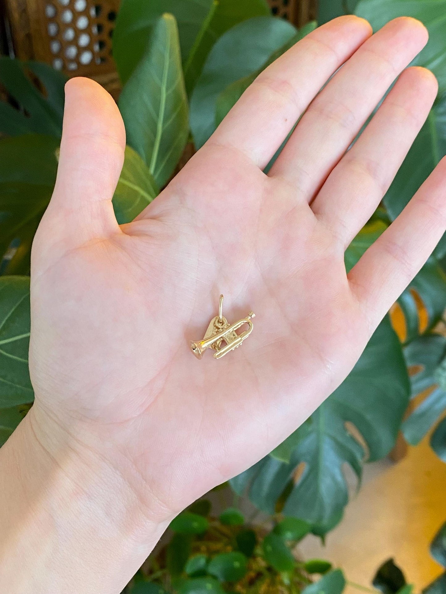 Vintage Solid 14k Yellow Gold New Orleans Trumpet Charm