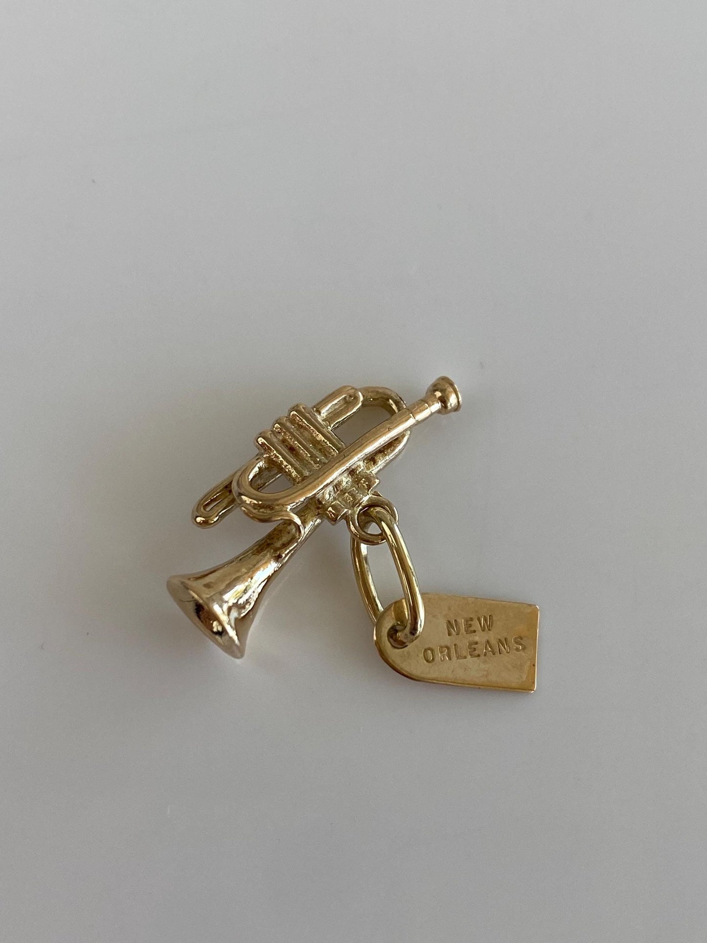 Vintage Solid 14k Yellow Gold New Orleans Trumpet Charm