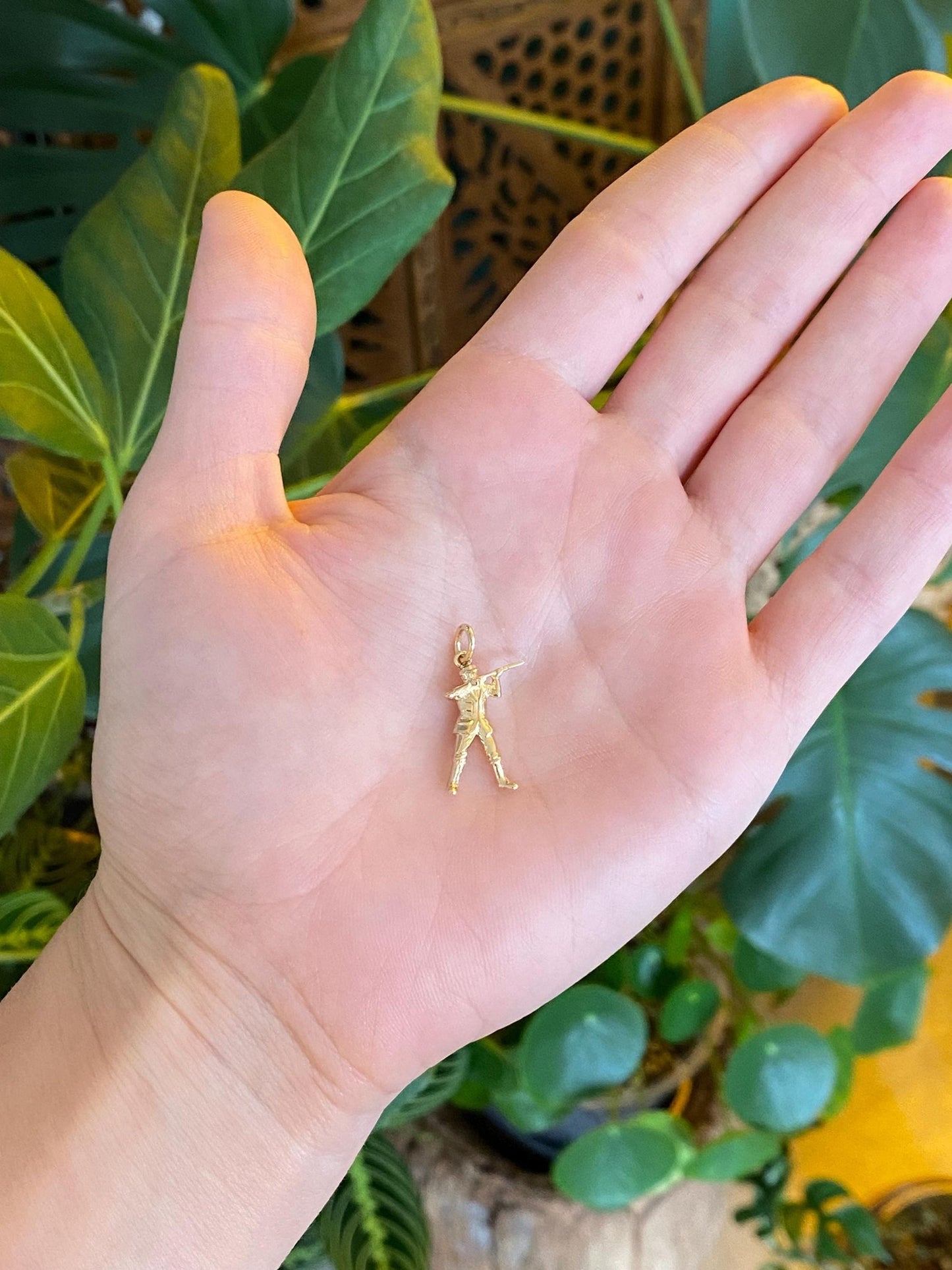 Solid 14k Yellow Gold Hunter Charm