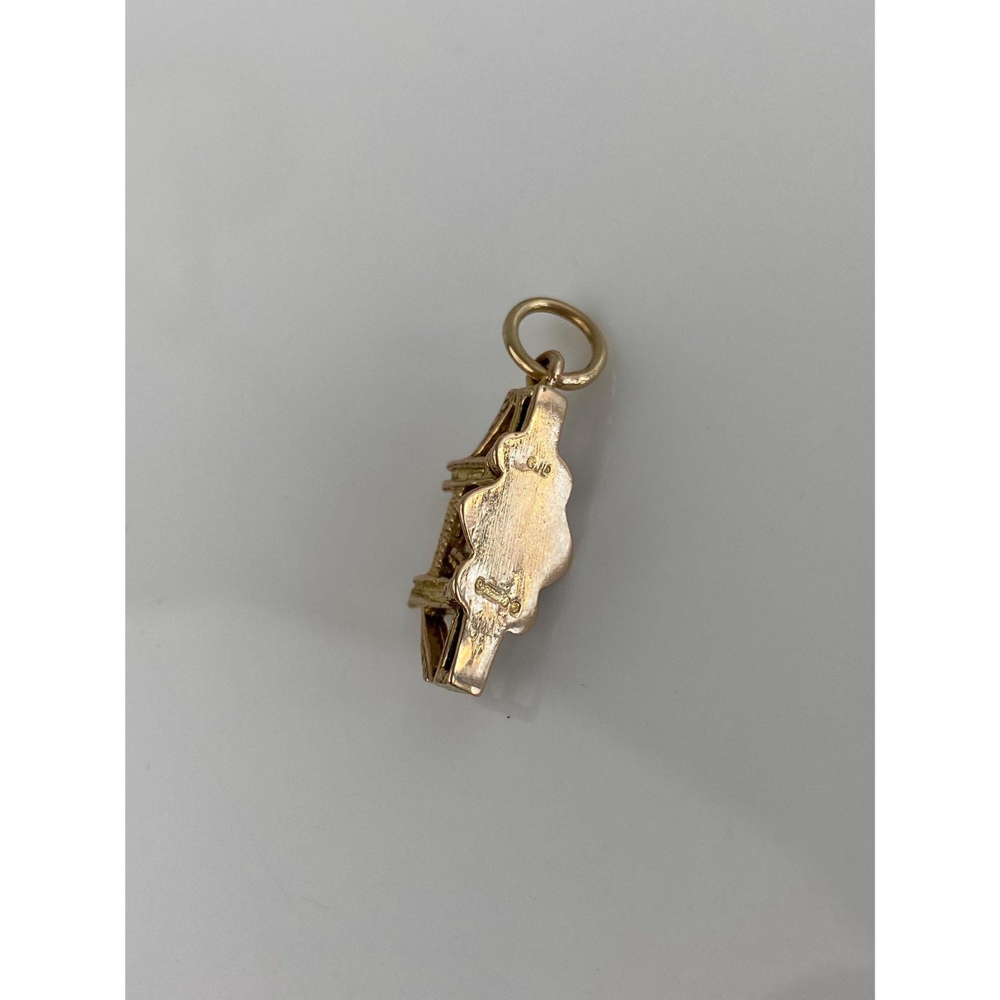 Vintage Solid 9k Yellow Gold Enamel Boat Opening Bridge Charm