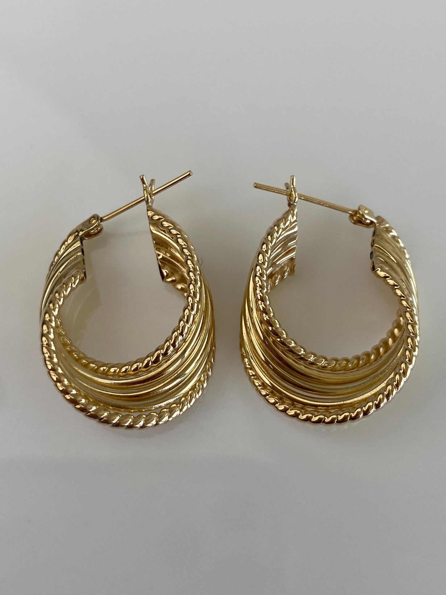Vintage 14k Yellow Gold Layered Hoop Earrings