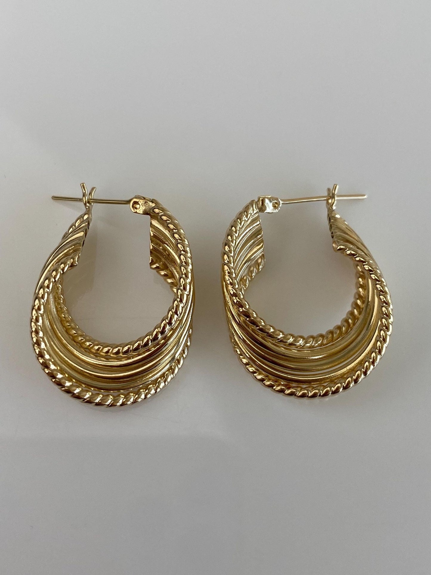 Vintage 14k Yellow Gold Layered Hoop Earrings