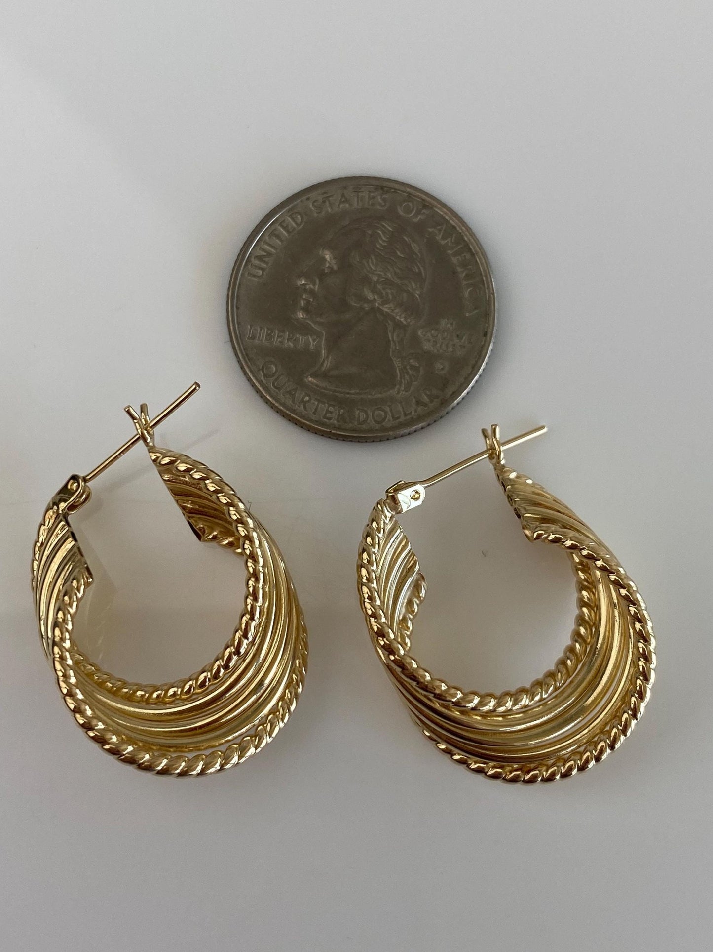 Vintage 14k Yellow Gold Layered Hoop Earrings