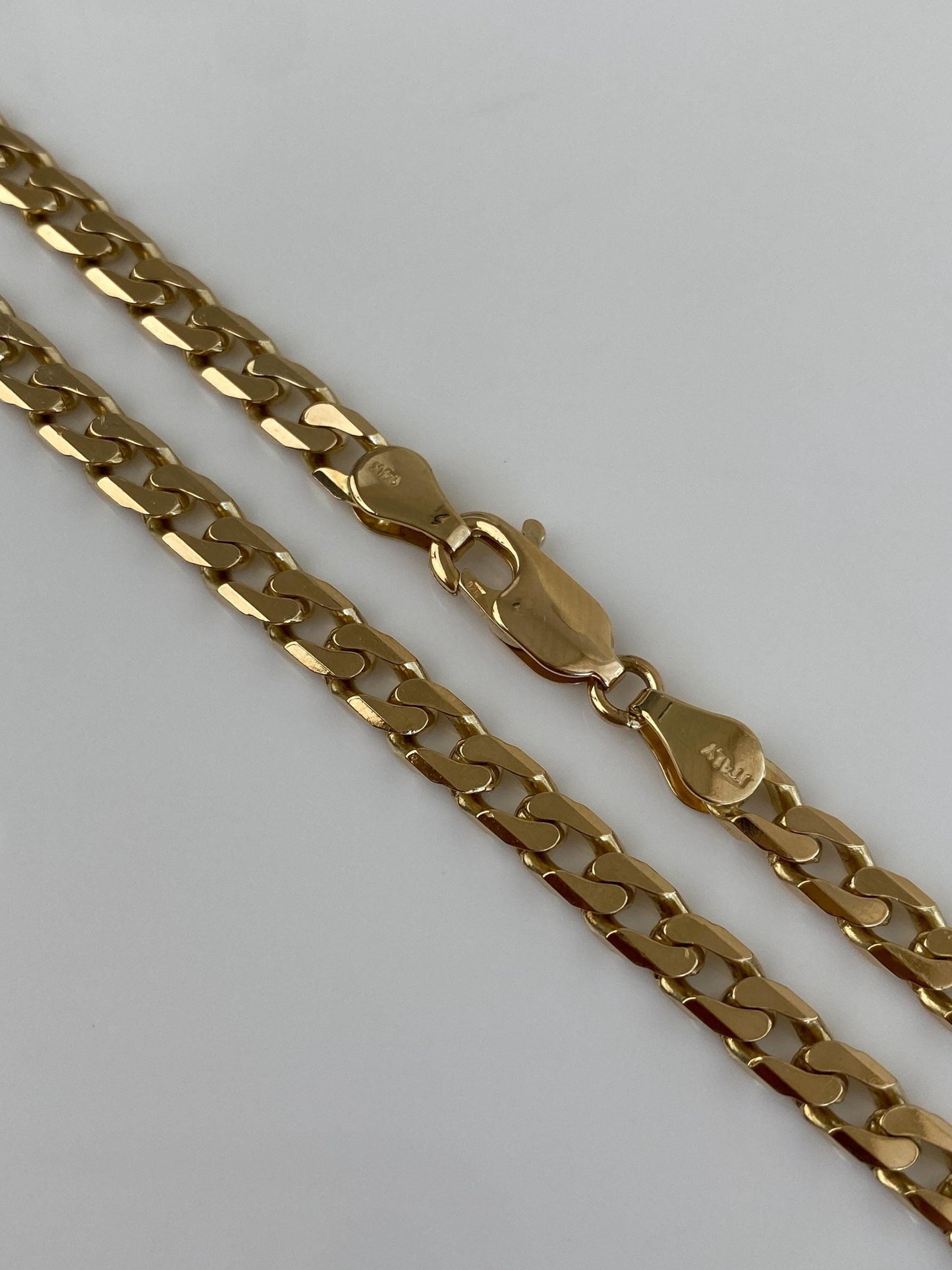 Vintage Solid 14k Yellow Gold Chunky Flat Curb Chain Necklace - 20 inches