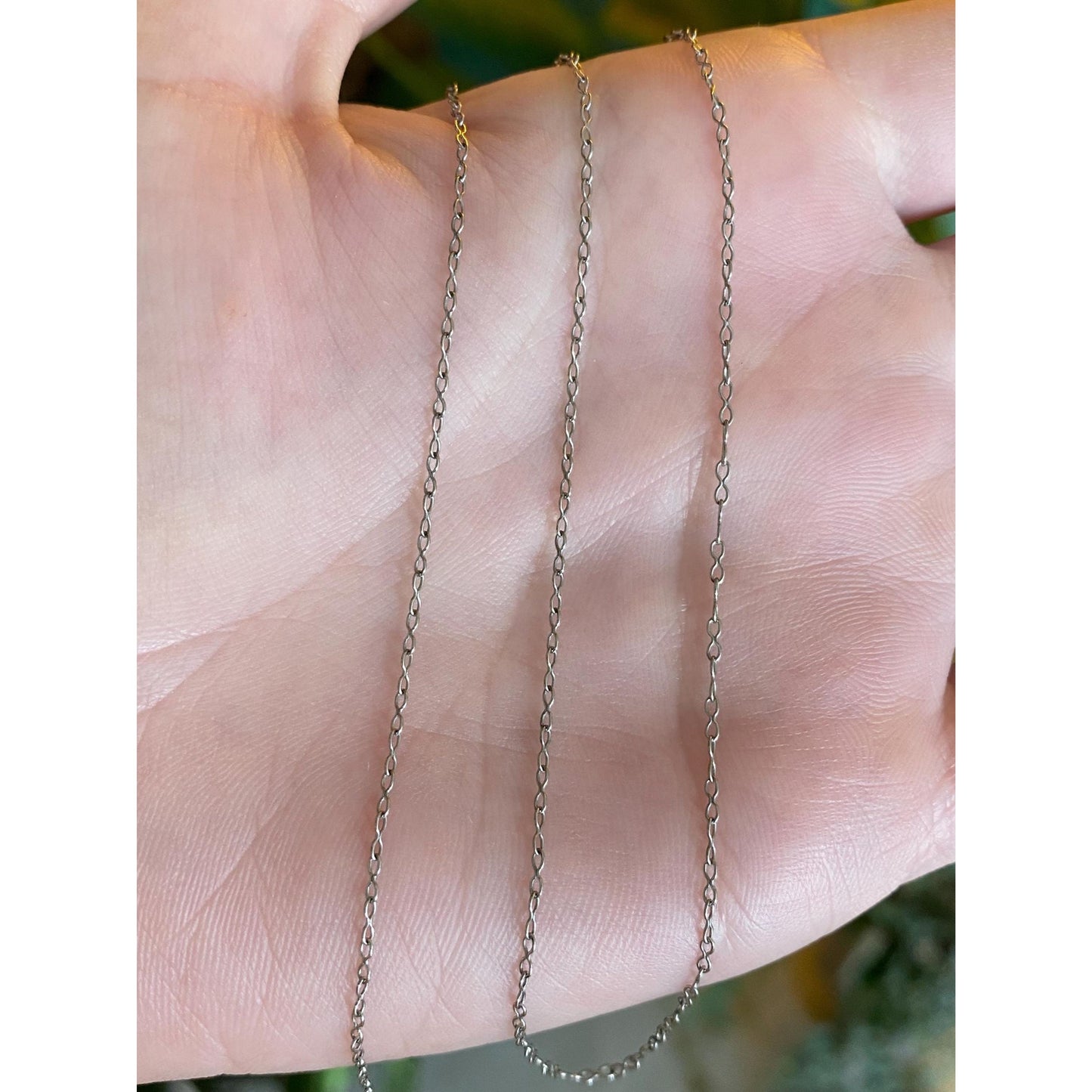 Vintage Solid 14k White Gold Dainty Double Link Chain Necklace - 18 inches