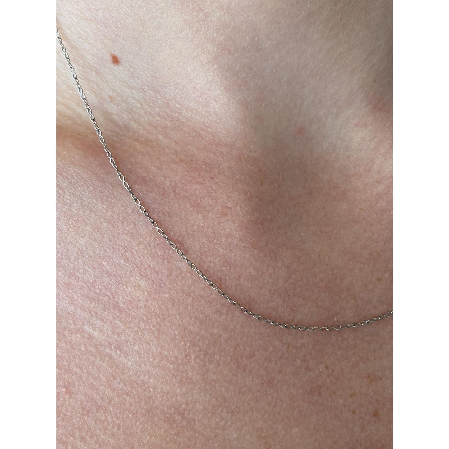 Vintage Solid 14k White Gold Dainty Double Link Chain Necklace - 18 inches